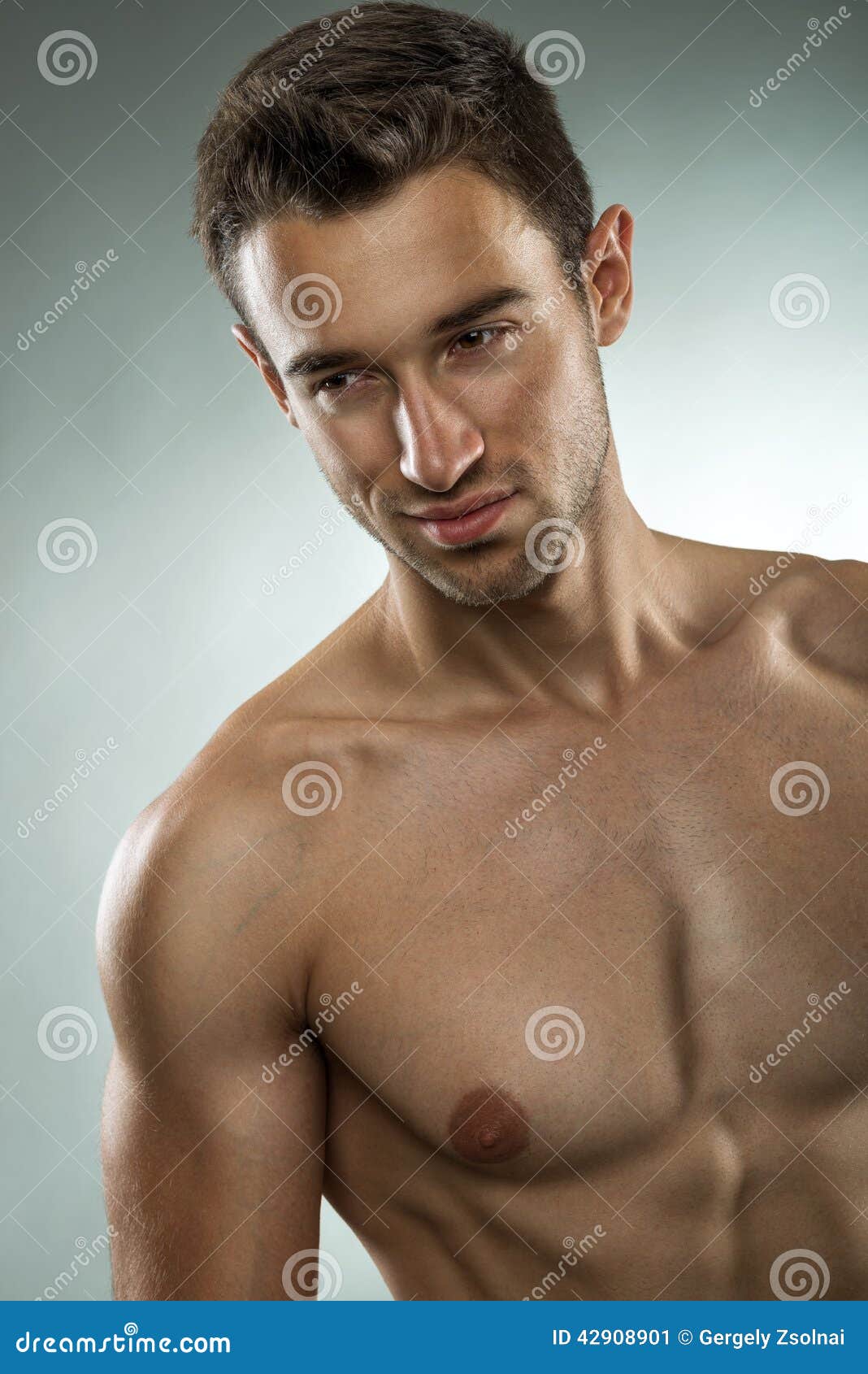 Homme Musculaire Bel Posant La Demi Photo Nue Et En Gros Plan Image stock -  Image du adulte, musculaire: 42908901