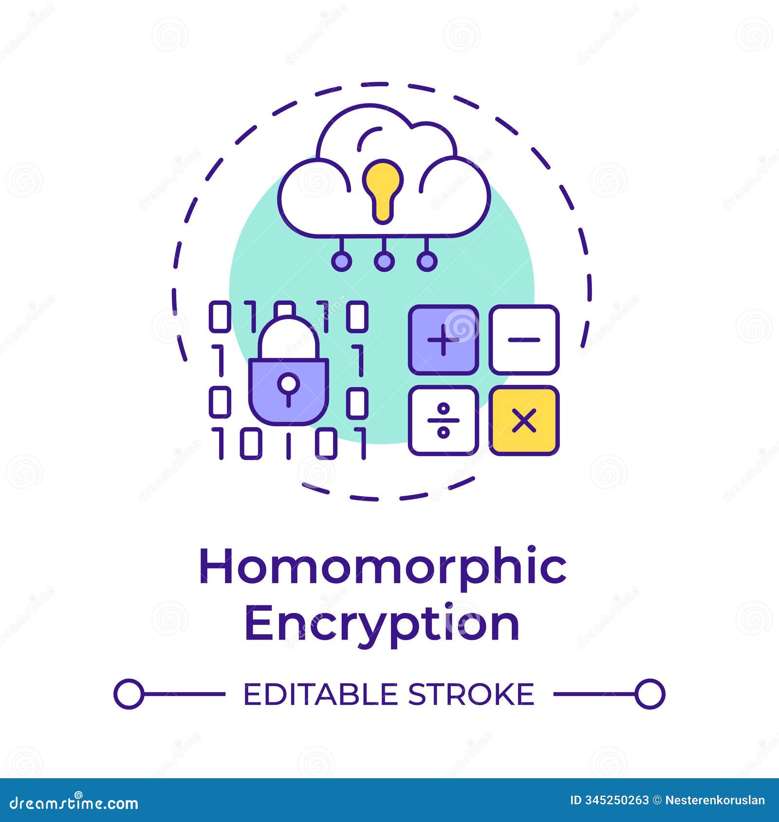 homomorphic encryption multi color concept icon