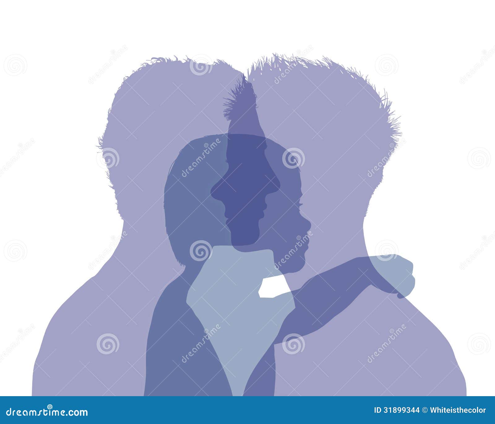 homosexual male couple and their baby colorful silhouette