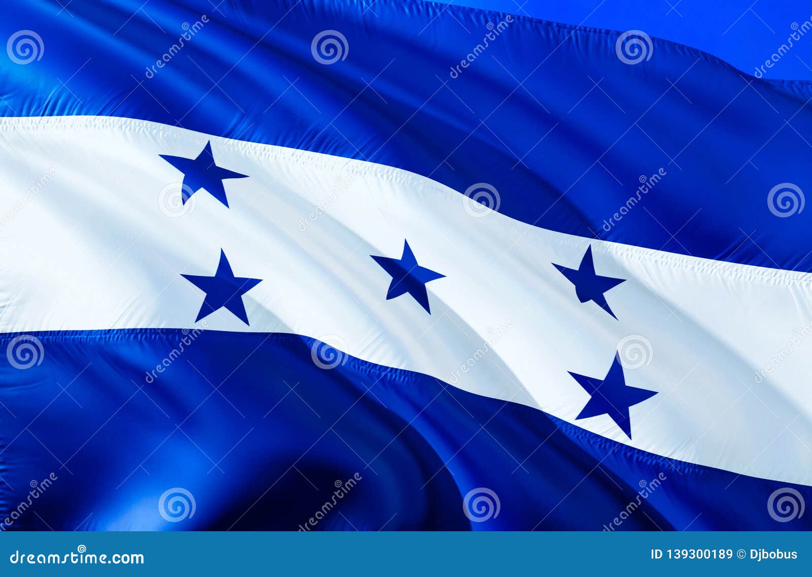 honduras flag. 3d waving flag . the national  of honduras, 3d rendering. national colors and national south america