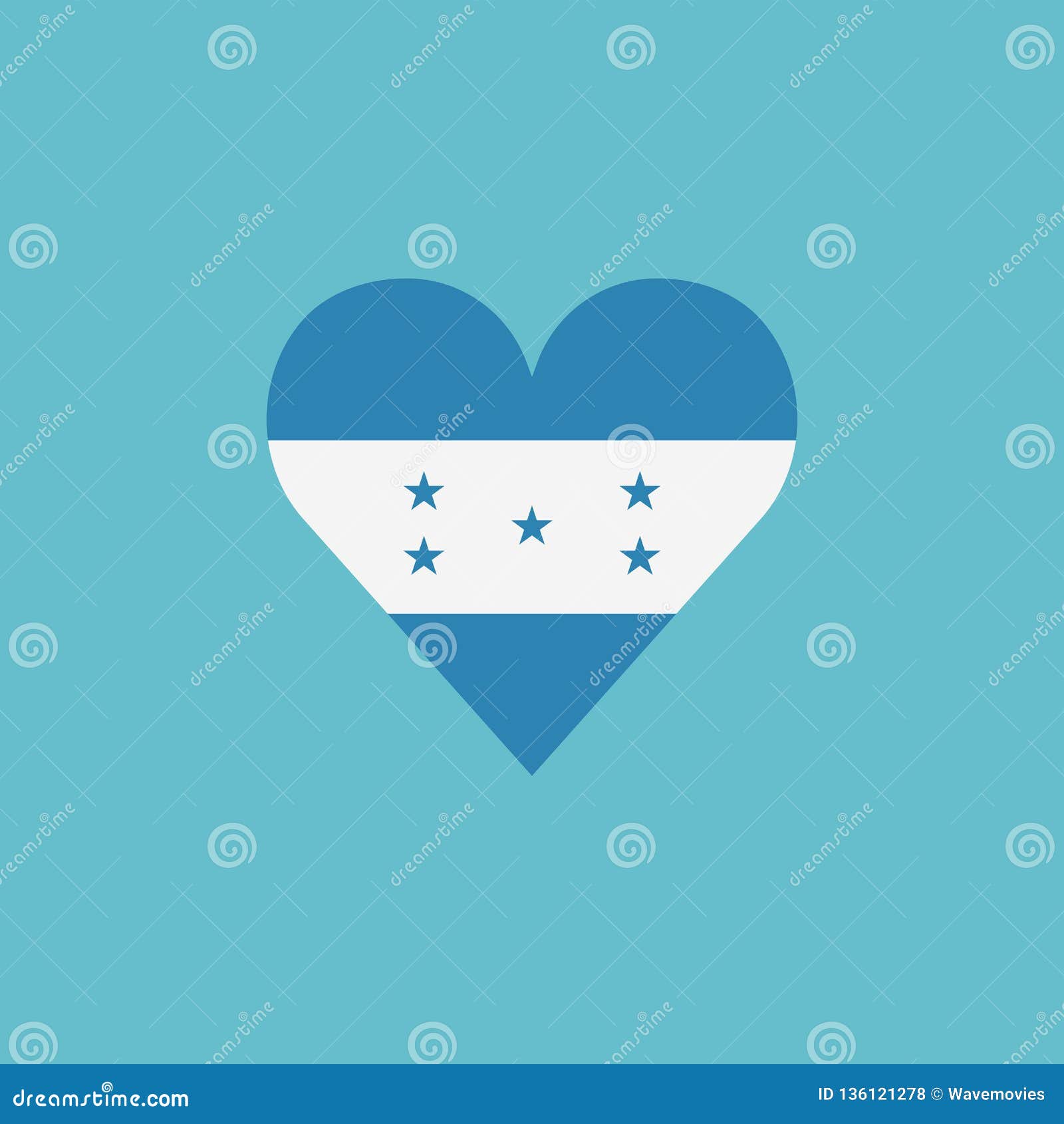 Download Honduras Flag Icon In A Heart Shape In Flat Design Stock ...