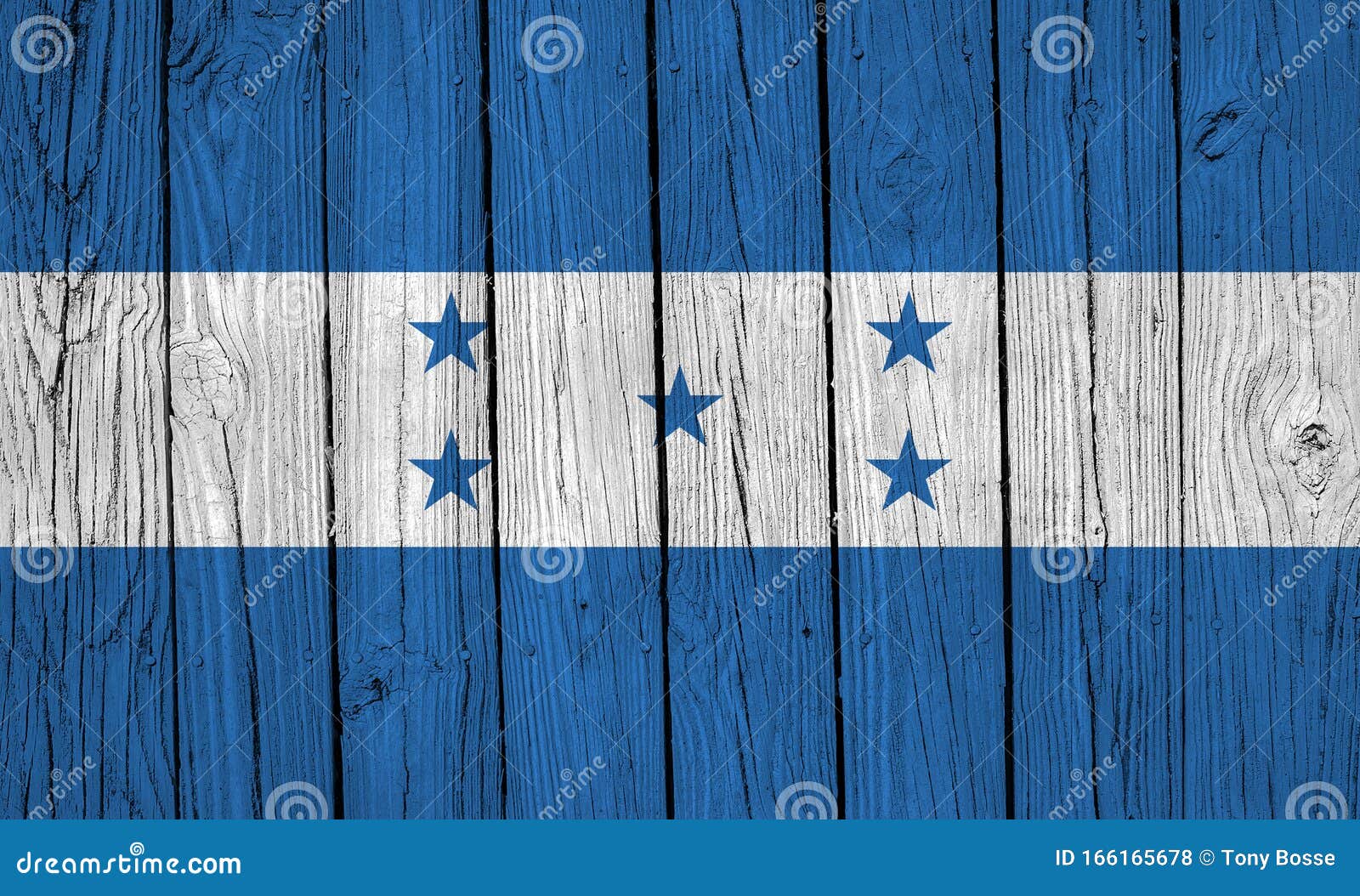 honduras flag over wood planks