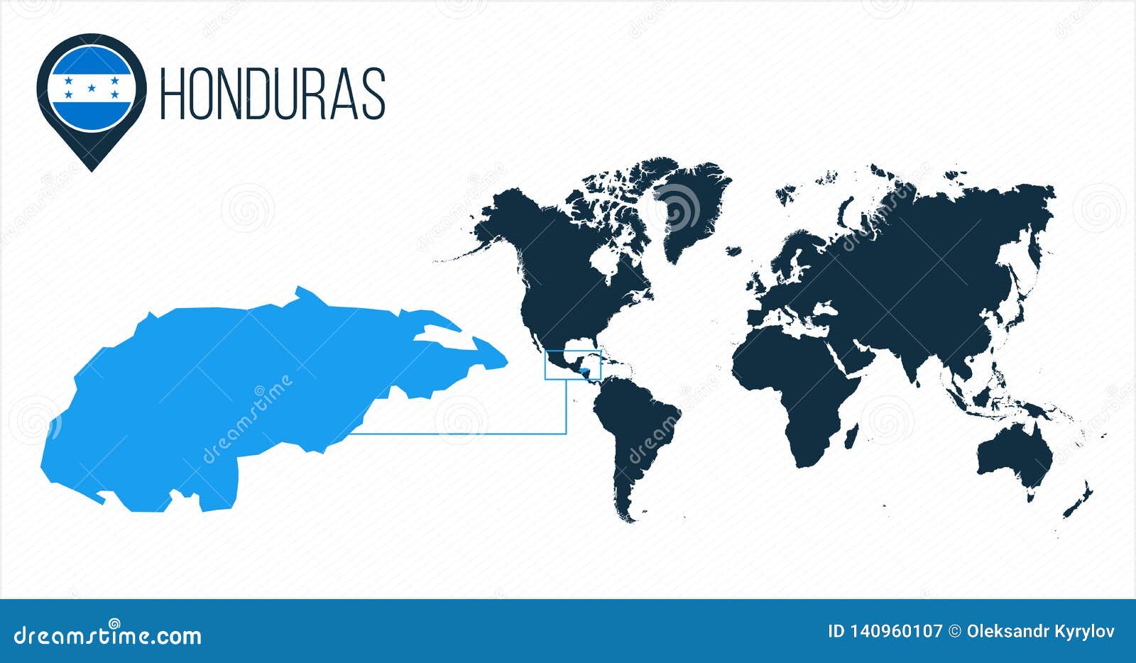 Honduras Map Located World Flag Pointer Pin Infographic Vector Illustration Isolated White 140960107 