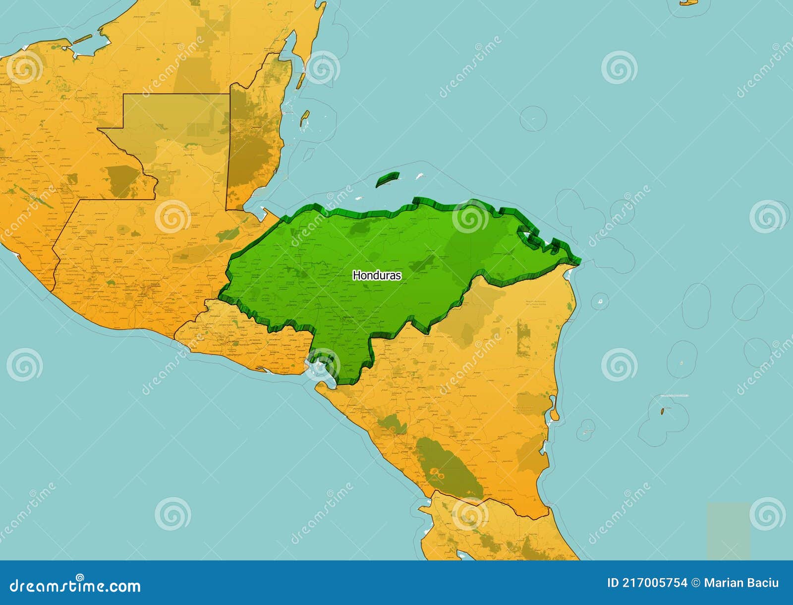 Honduras Map Central America Honduras Map Showing Country Highlighted In Green Color With Rest Of Central America Countries In Brown Stock Photo - Image Of Multicolor, Graphic: 217005754