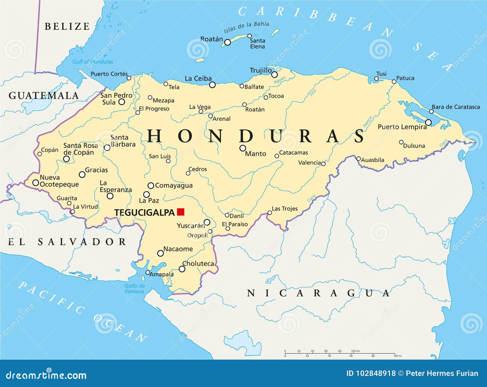 honduras political map