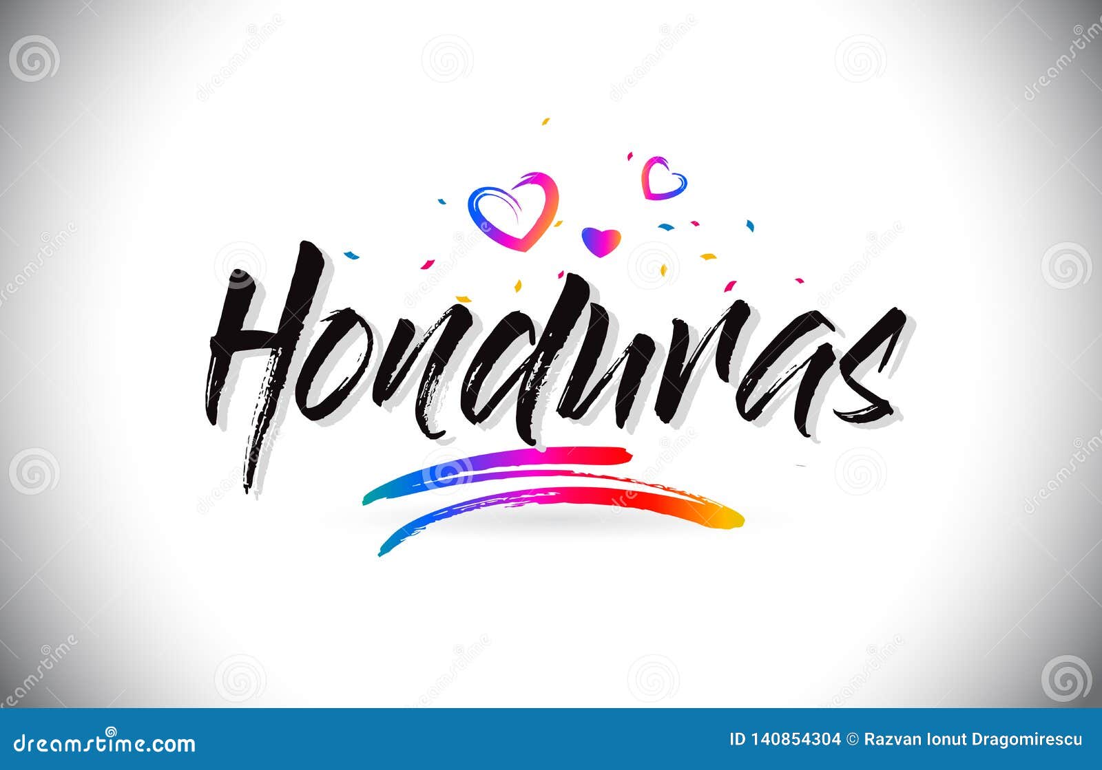 honduras welcome to word text with love hearts and creative handwritten font  