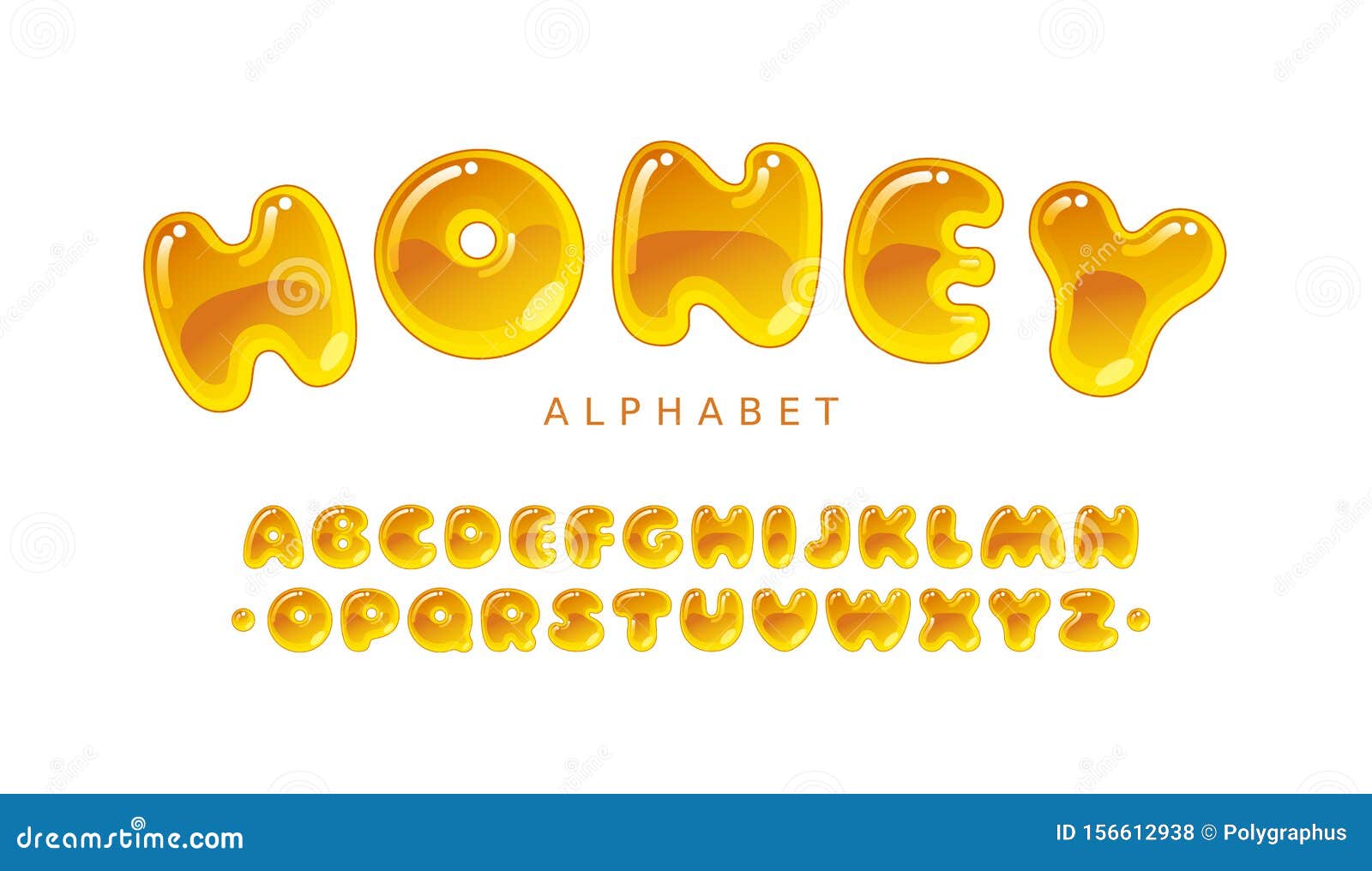 Honey Alphabet. Amber Bubble Uppercase Vector Letters Stock Vector ...