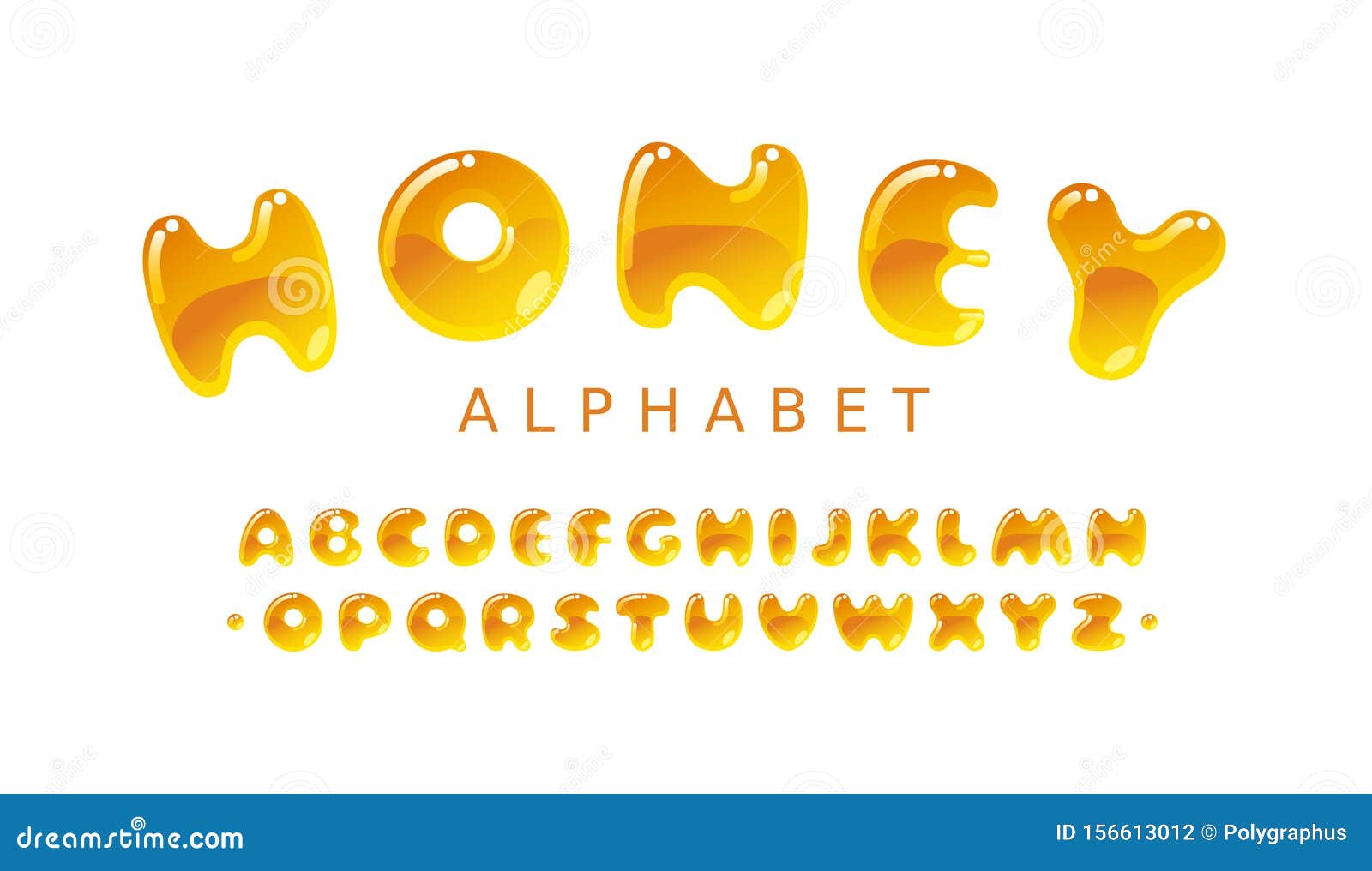 Honey Alphabet. Amber Bubble Uppercase Vector Letters Stock Vector ...