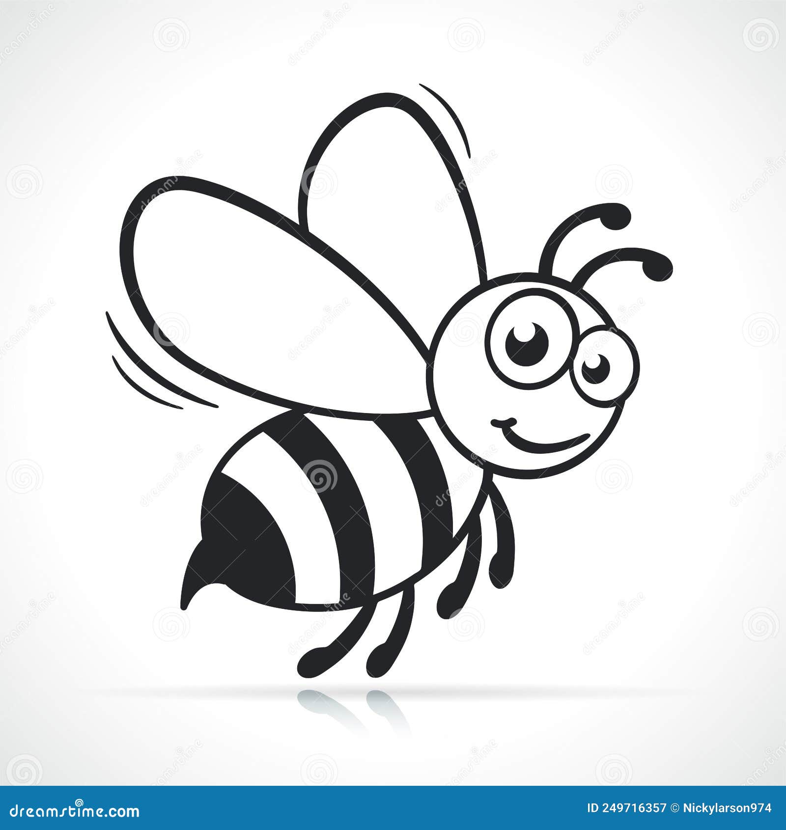 Honey bee black and white stock vector. Illustration of vector 249716357