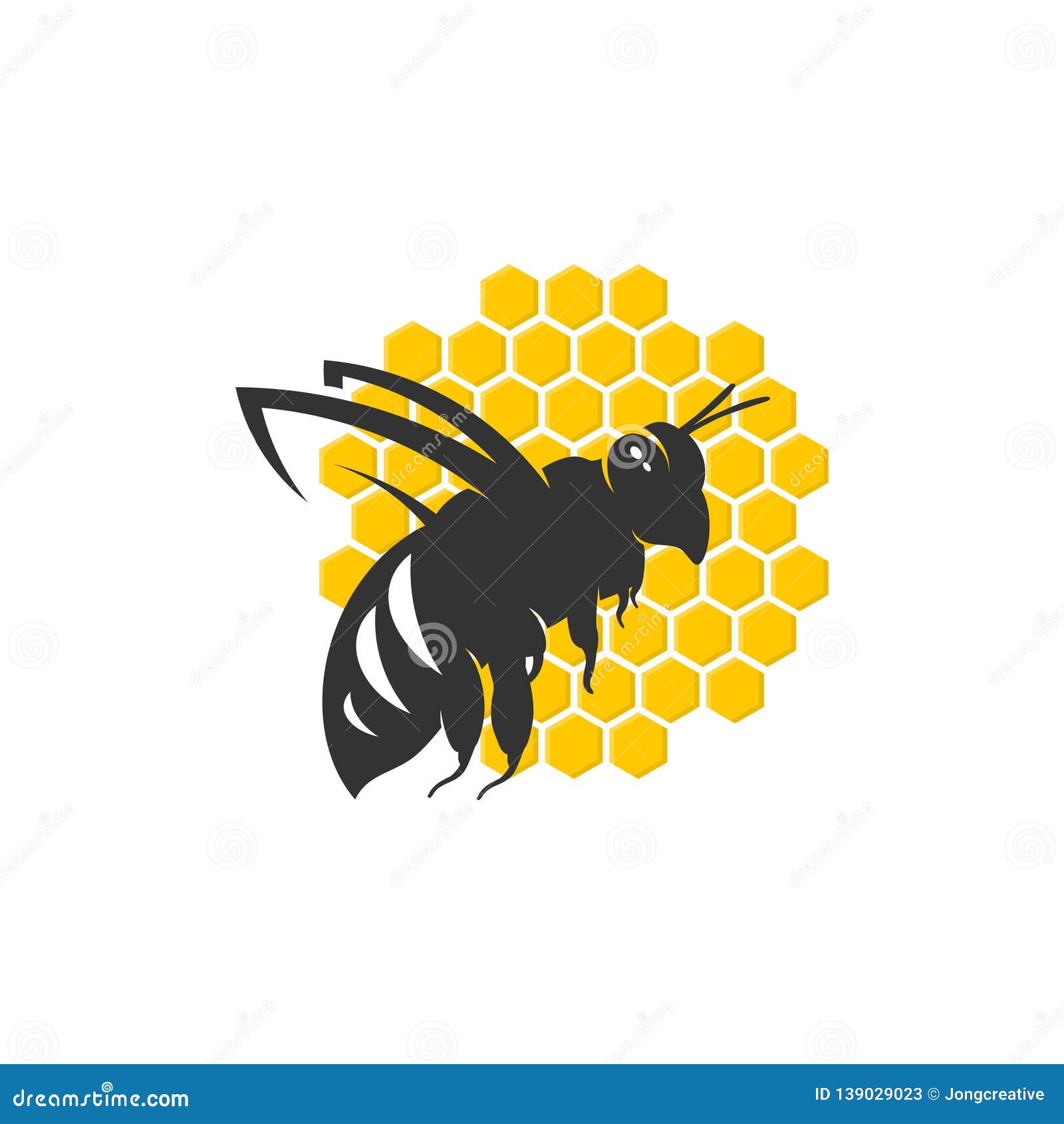 Honey Bee Hive Logo Template Stock Vector Illustration of
