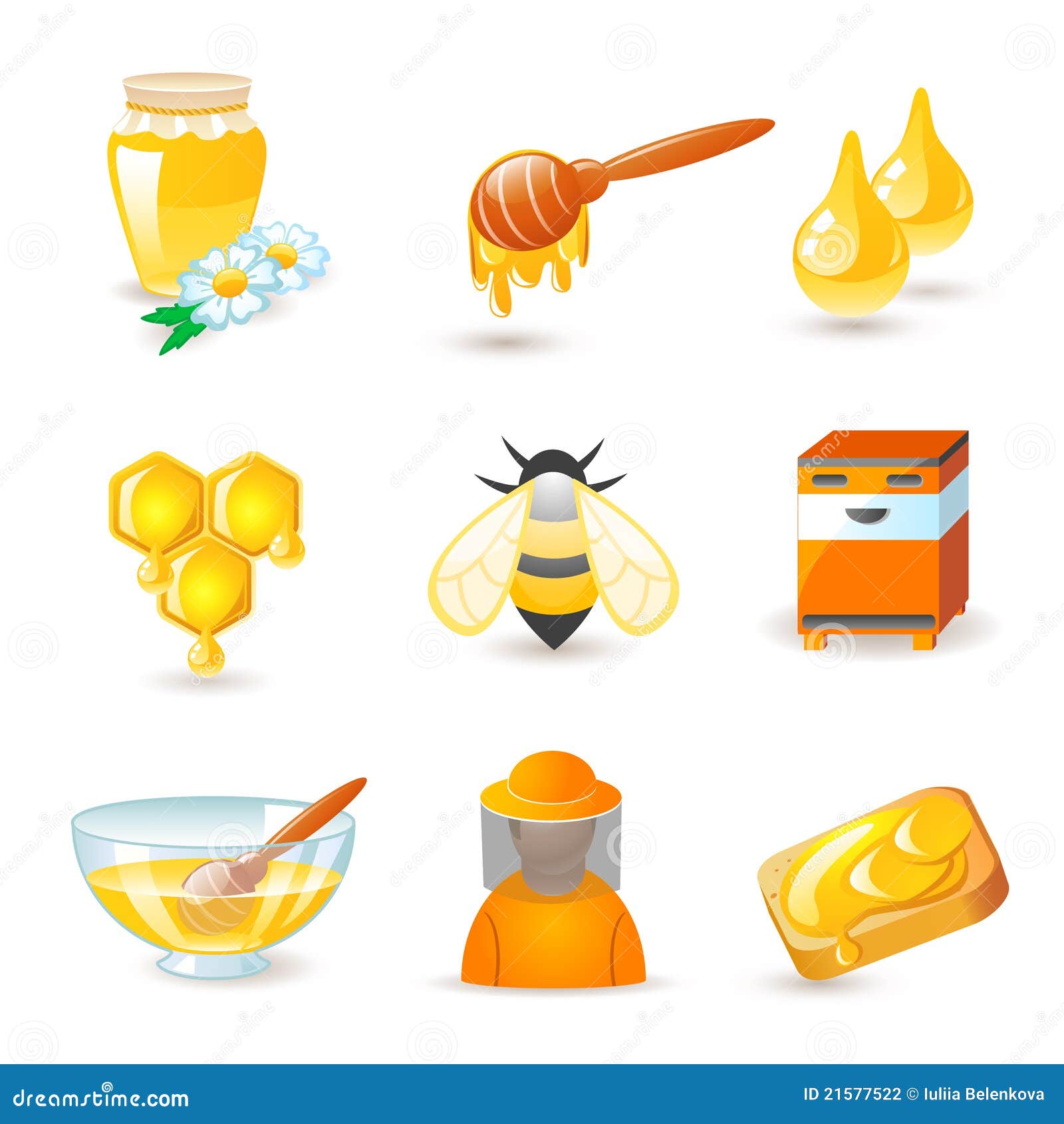 honey and beekeeping icons