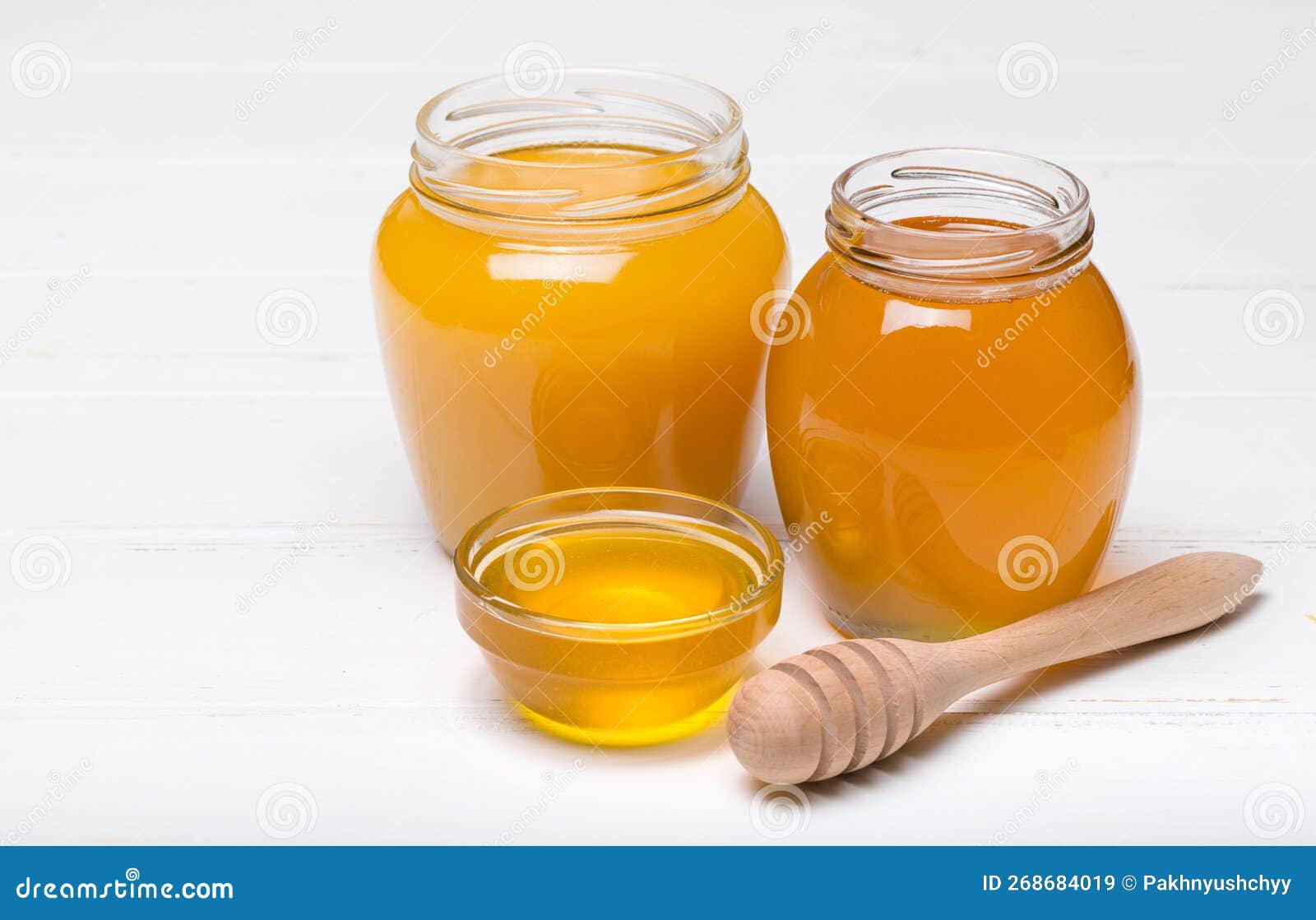 Honey Dipper and Honey in Jar on White Stock Image Image of yellow