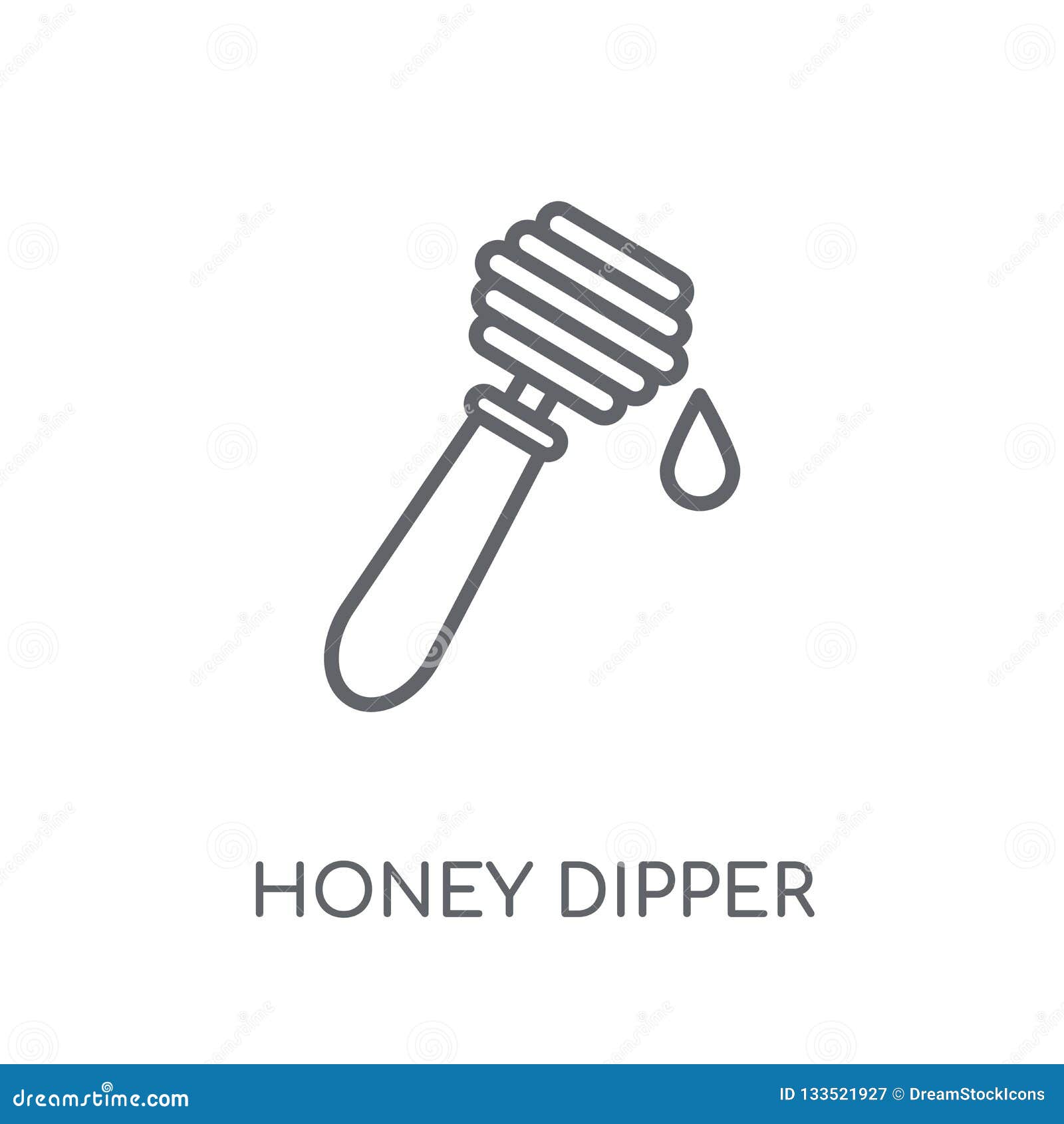 Honey Dipper Linear Icon. Modern Outline Honey Dipper Logo Conce Stock