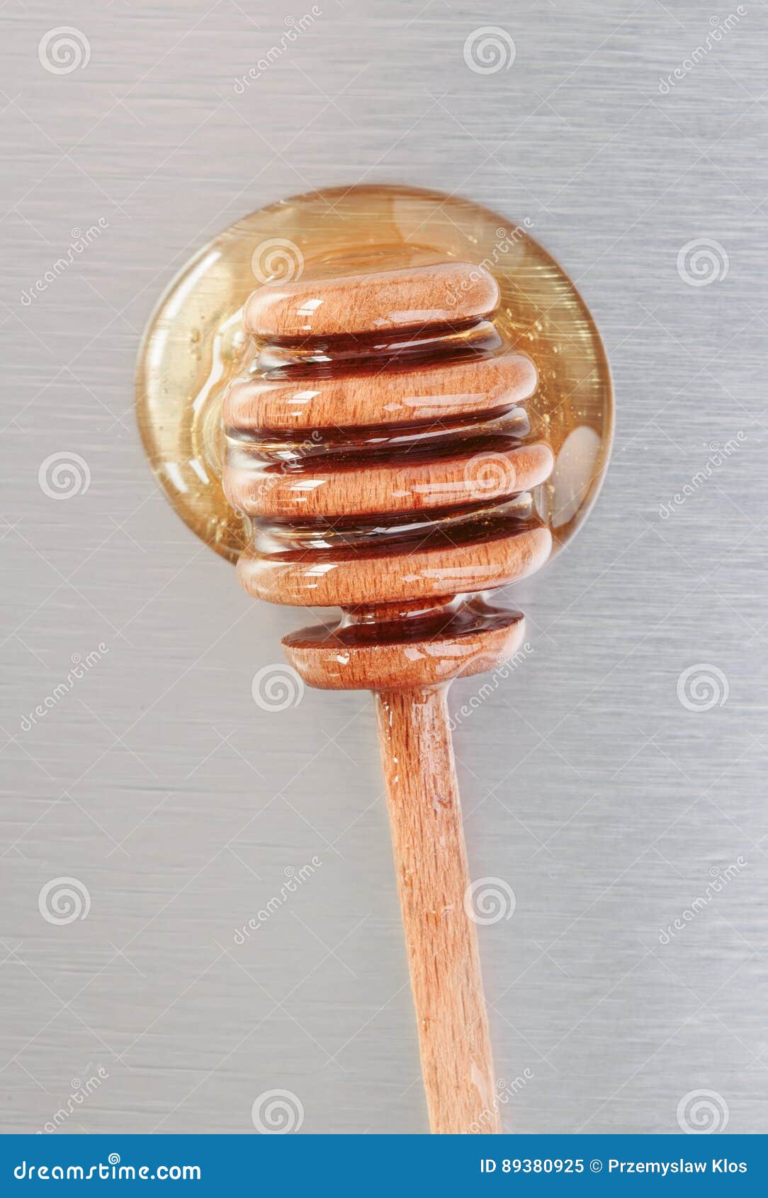 Honey Dipper on a Metal Surface Stock Image Image of food, drip 89380925