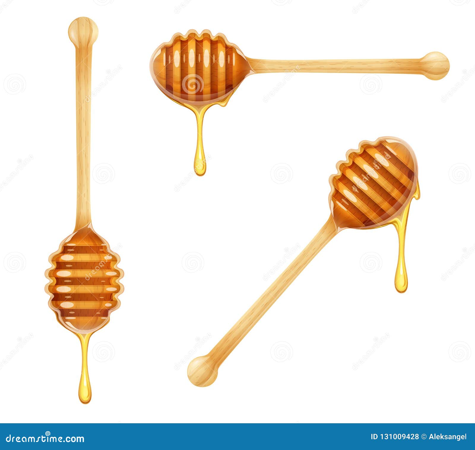 honey dipper. set of wooden spoon for liquid sweetness.  .