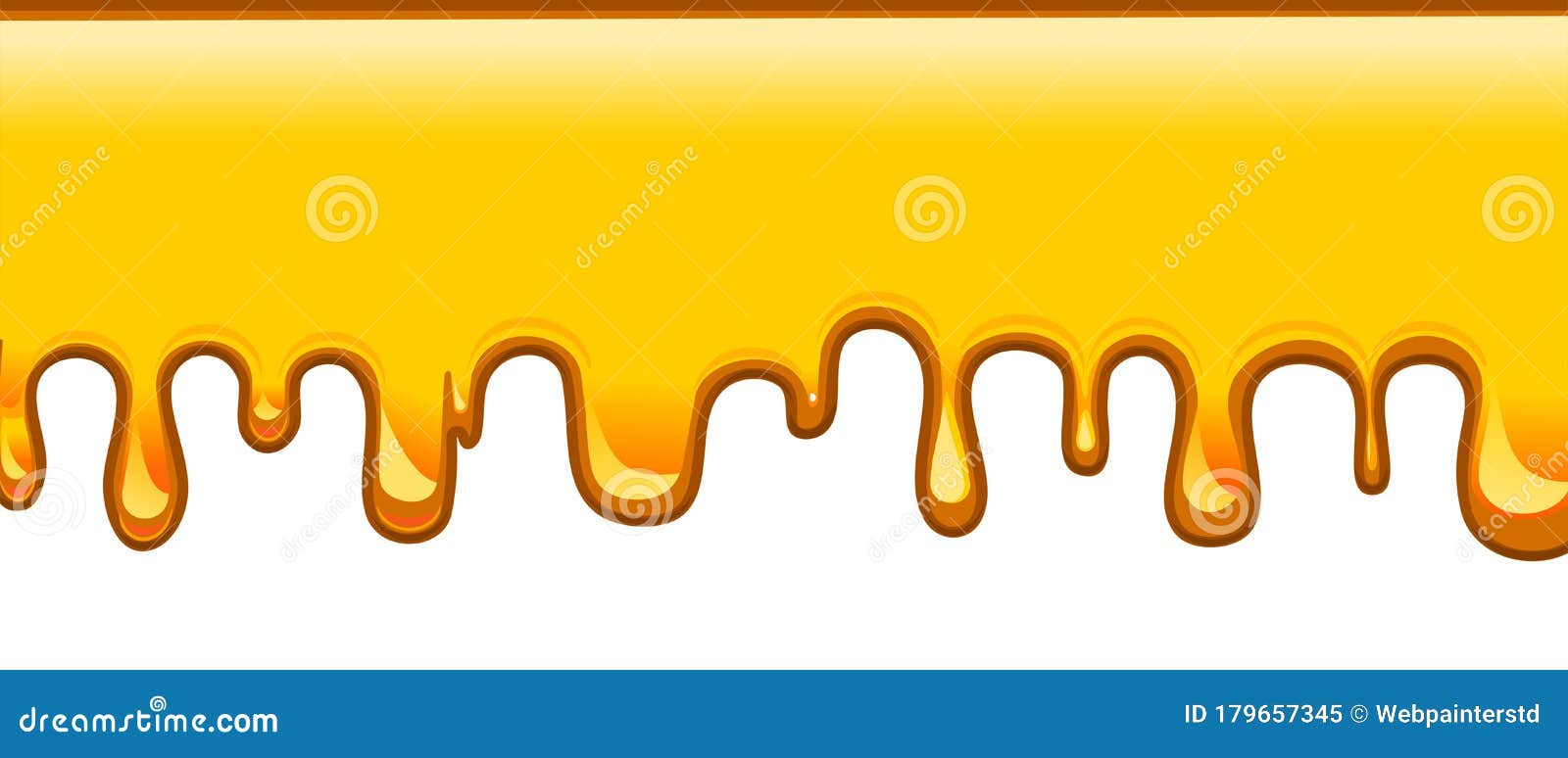 Honey Drip Background Vector. the Jets Flow Down. Simple Flat Style