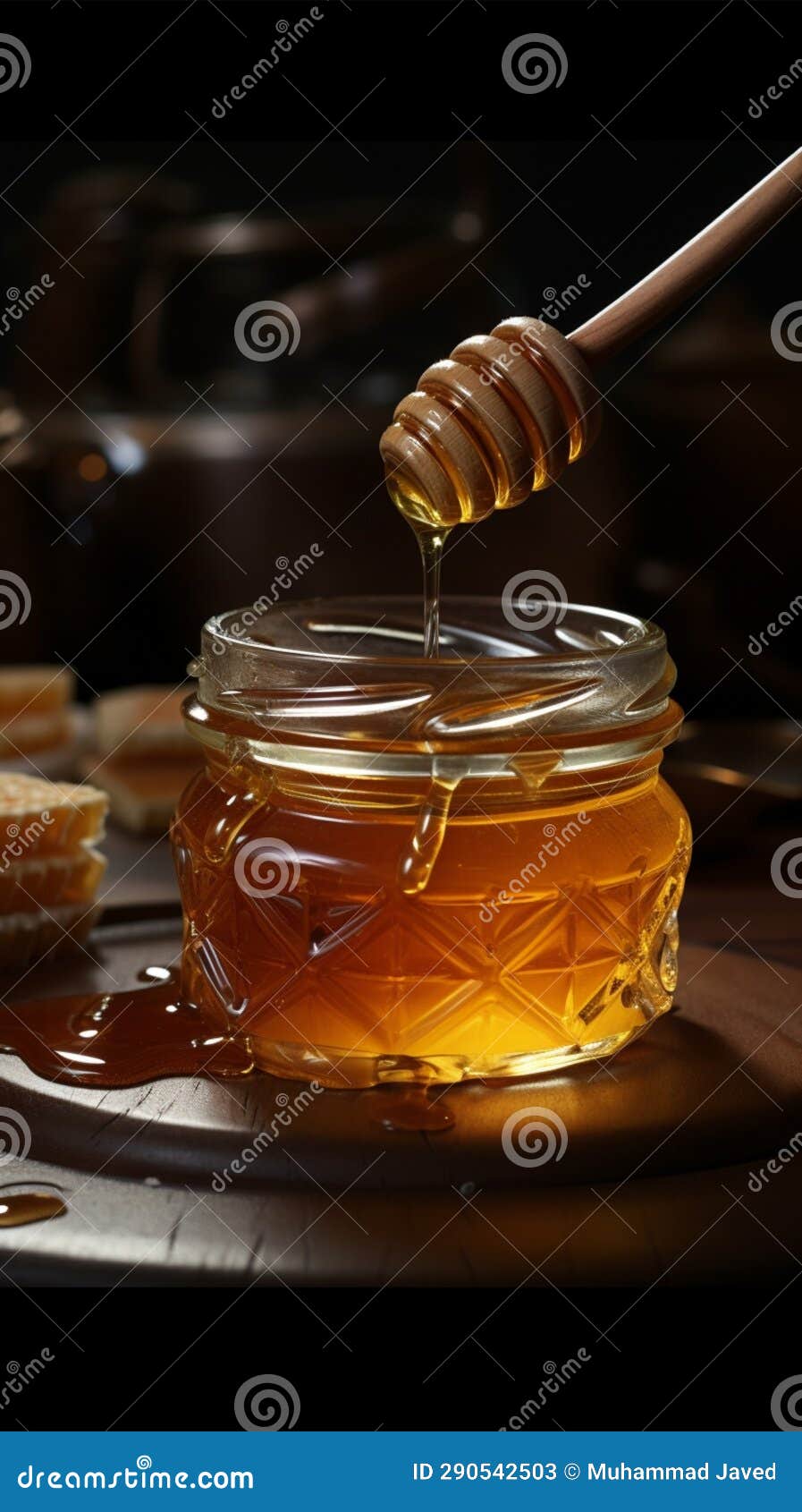 Honey jar and dipper stock illustration. Illustration of delicious