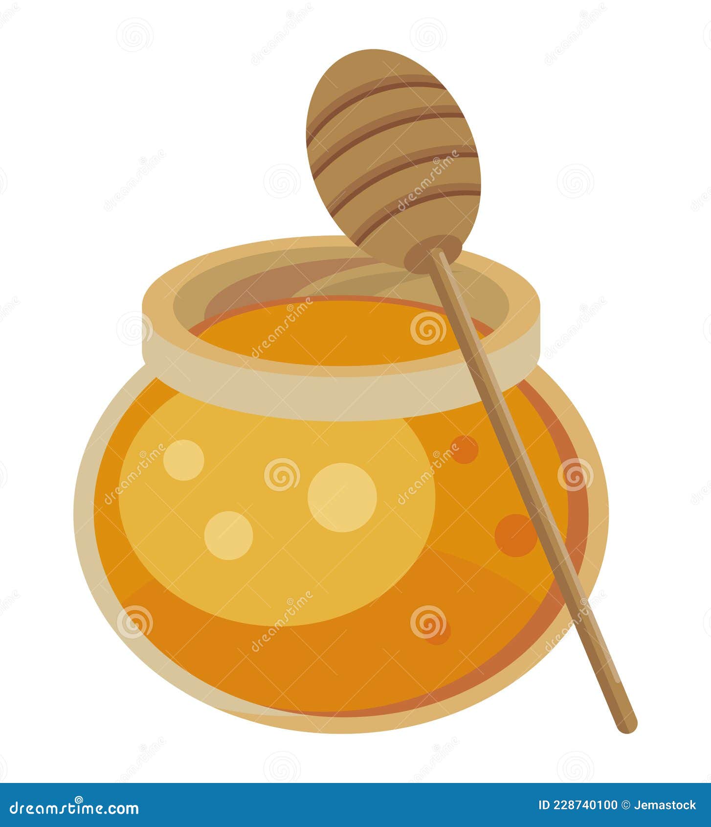 Honey jar and spoon stock vector. Illustration of spoon 228740100