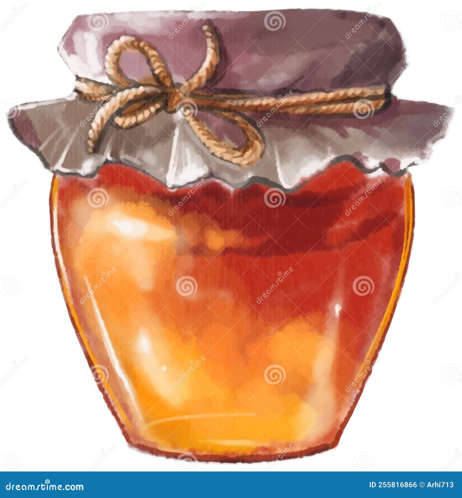 Honey Jar Watercolor Color Vector Drawing. Honey Theme Stock Vector