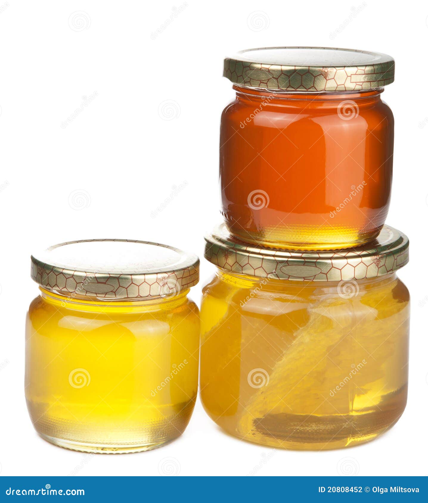 Honey in jars isolated stock photo. Image of dense, golden 20808452