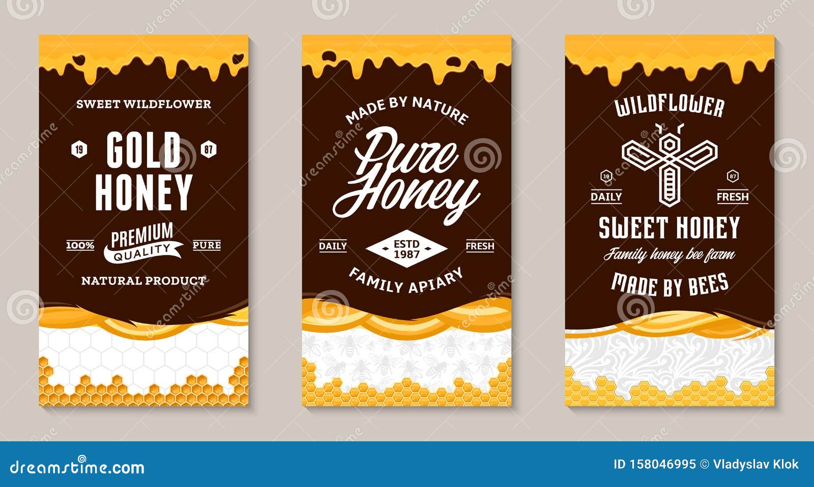 Honey Labels Vector 05 Honey Label Honey Shop Honey