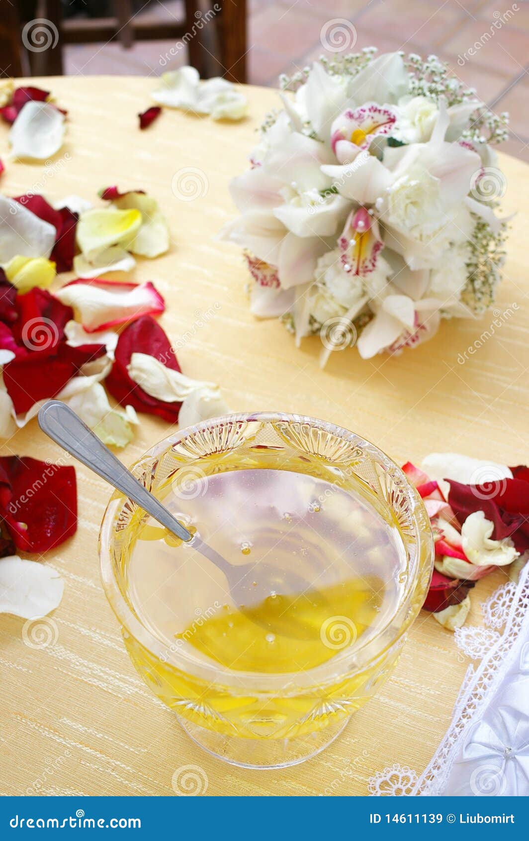 Honey with orchid flowers stock image. Image of selective 14611139