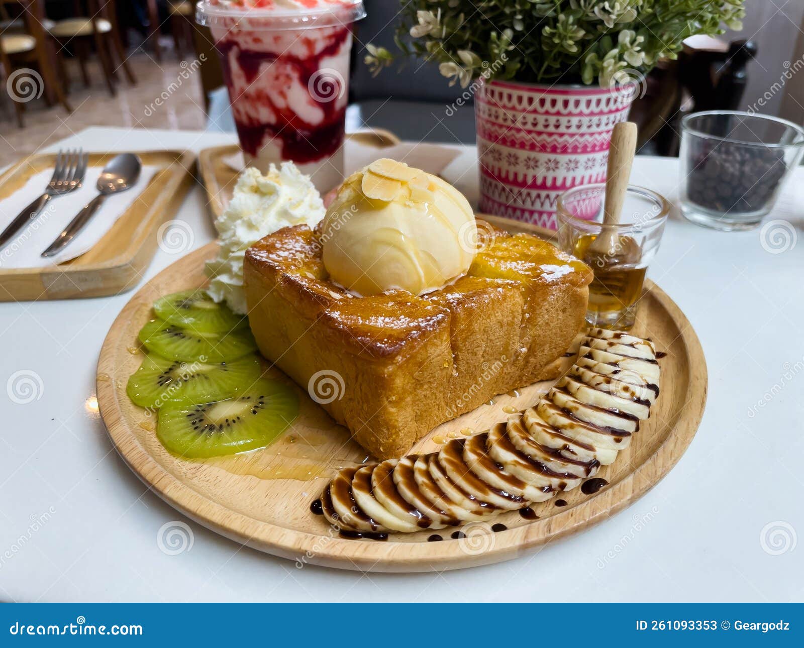 Honey Toast, Sweet Dessert in Cafe Stock Image Image of healthy