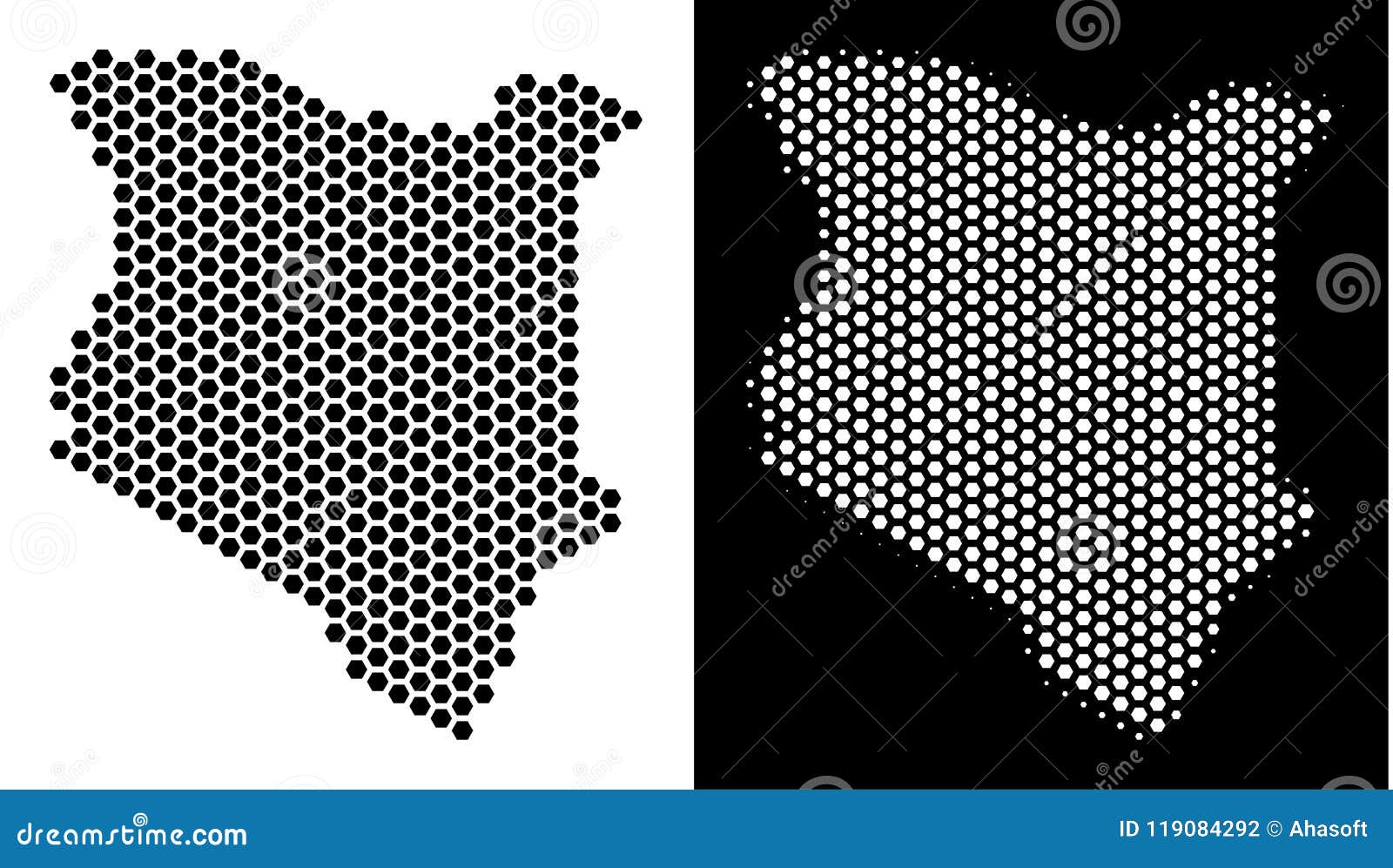 kenya map hexagonal mosaic