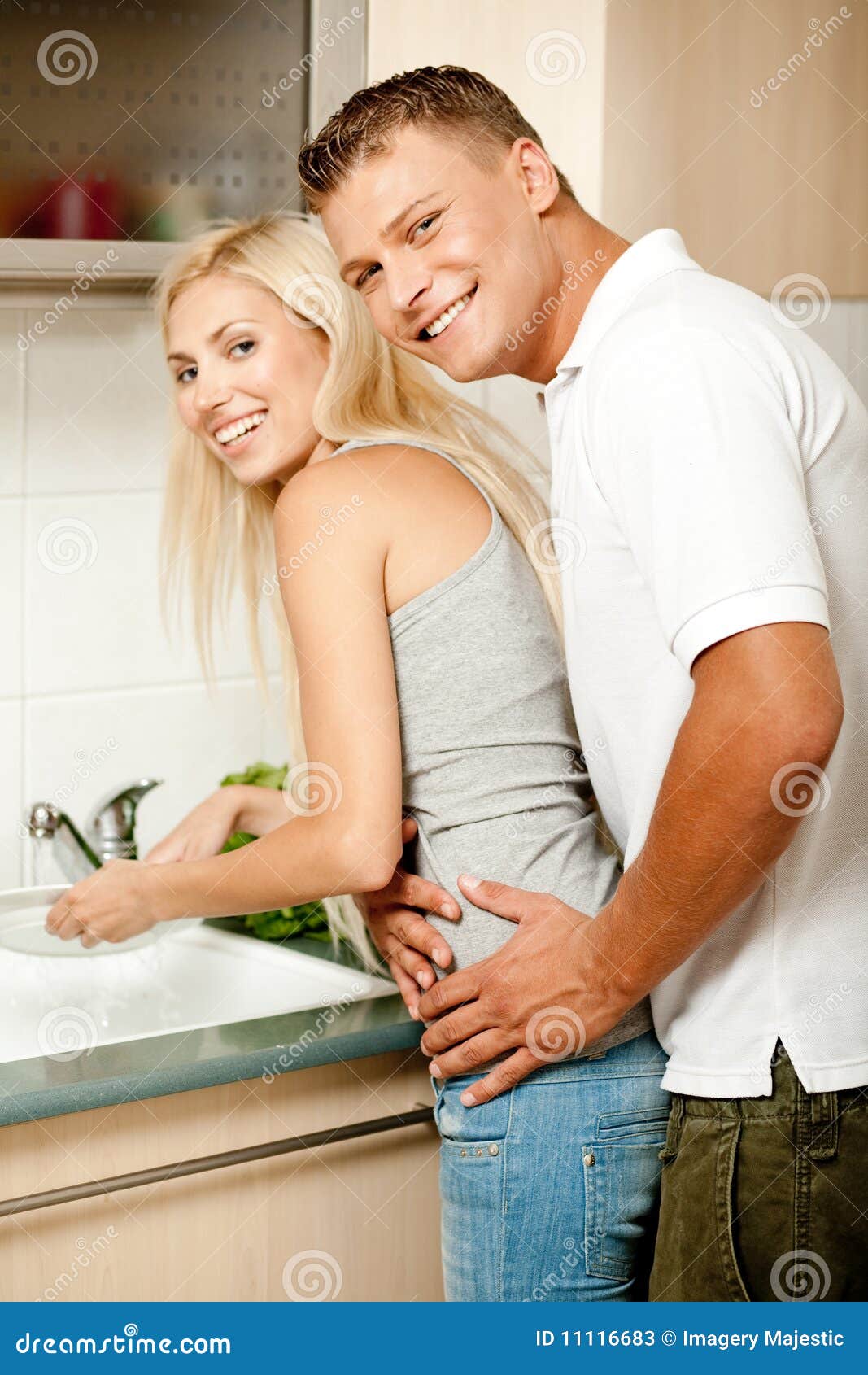 The Lovers Getting Hot In The Kitchen Honeymoon Love in the Kitchen Stock Image - Image of beautiful, pretty