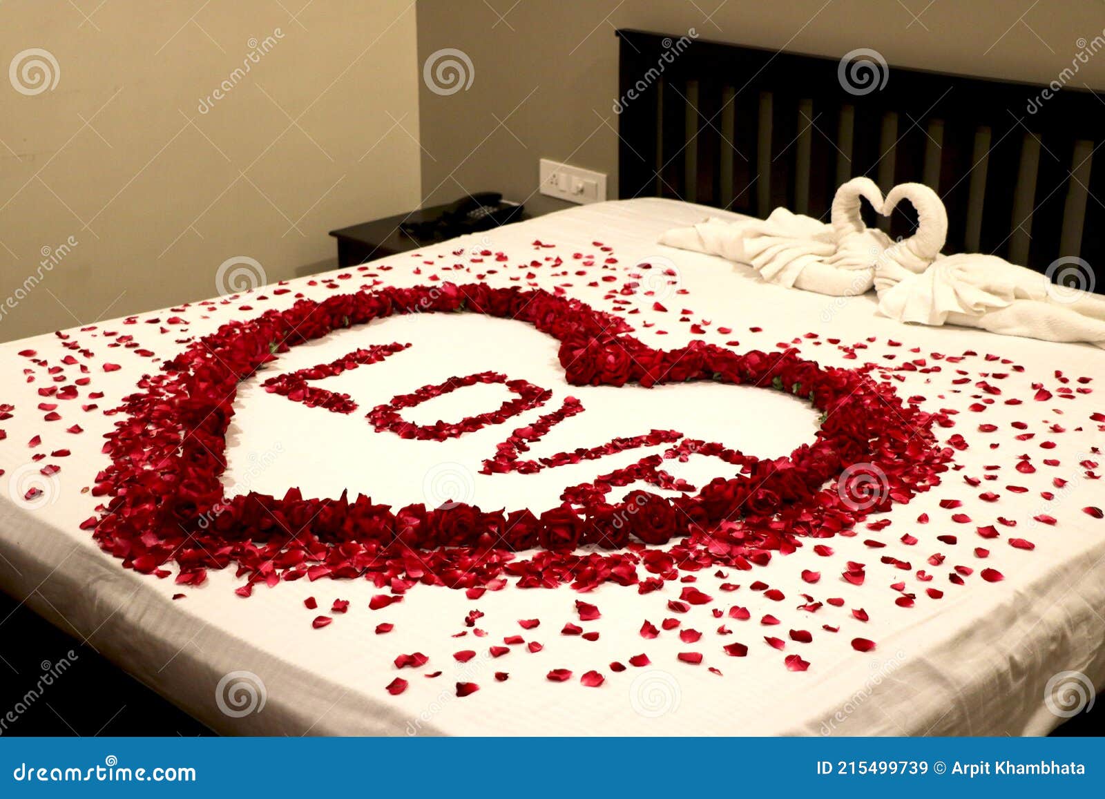 Honeymoon Room First Night Room Decoration Stock Image - Image of ...