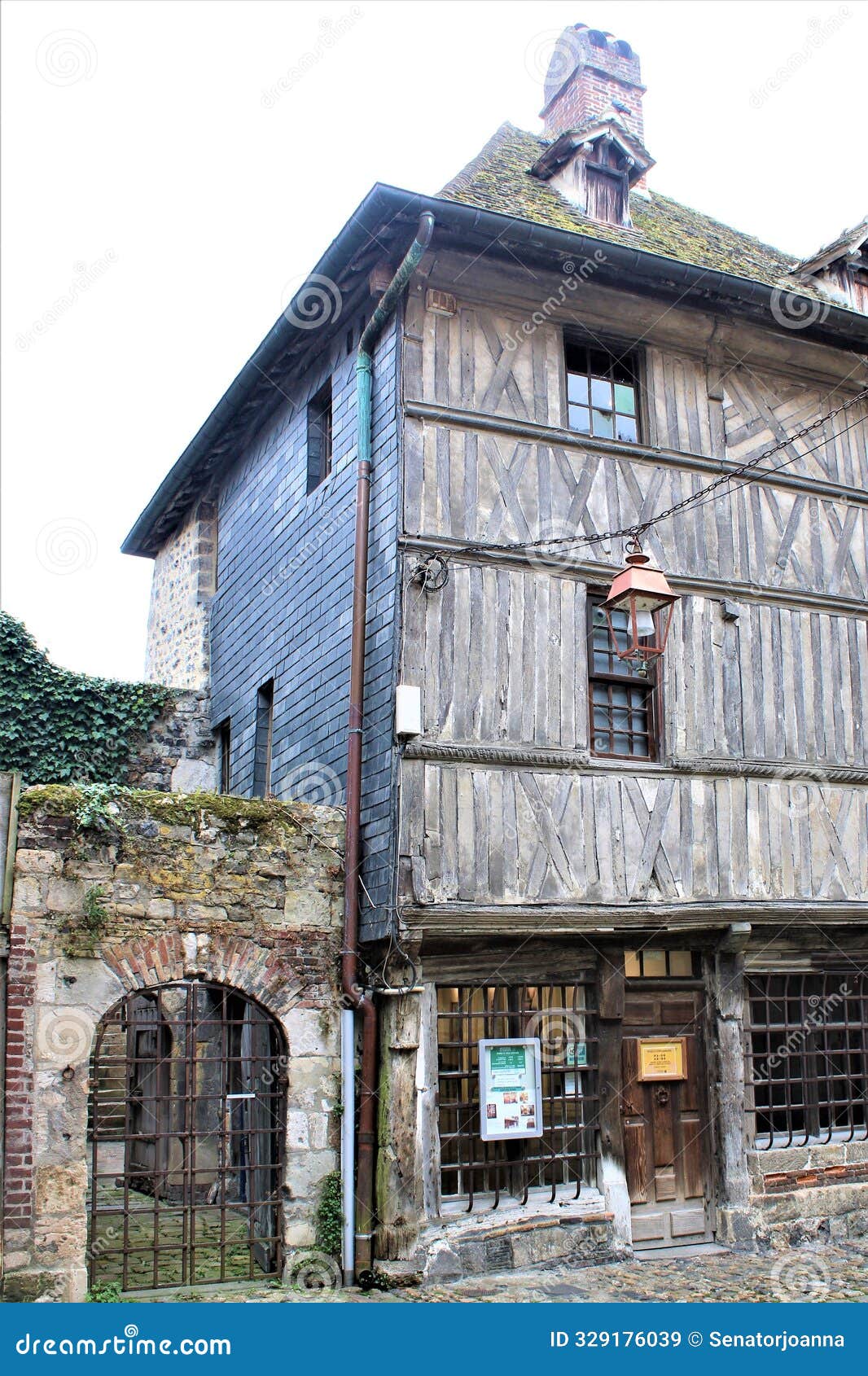 france, normandy, honfleur - historic city centre with traditional architecture