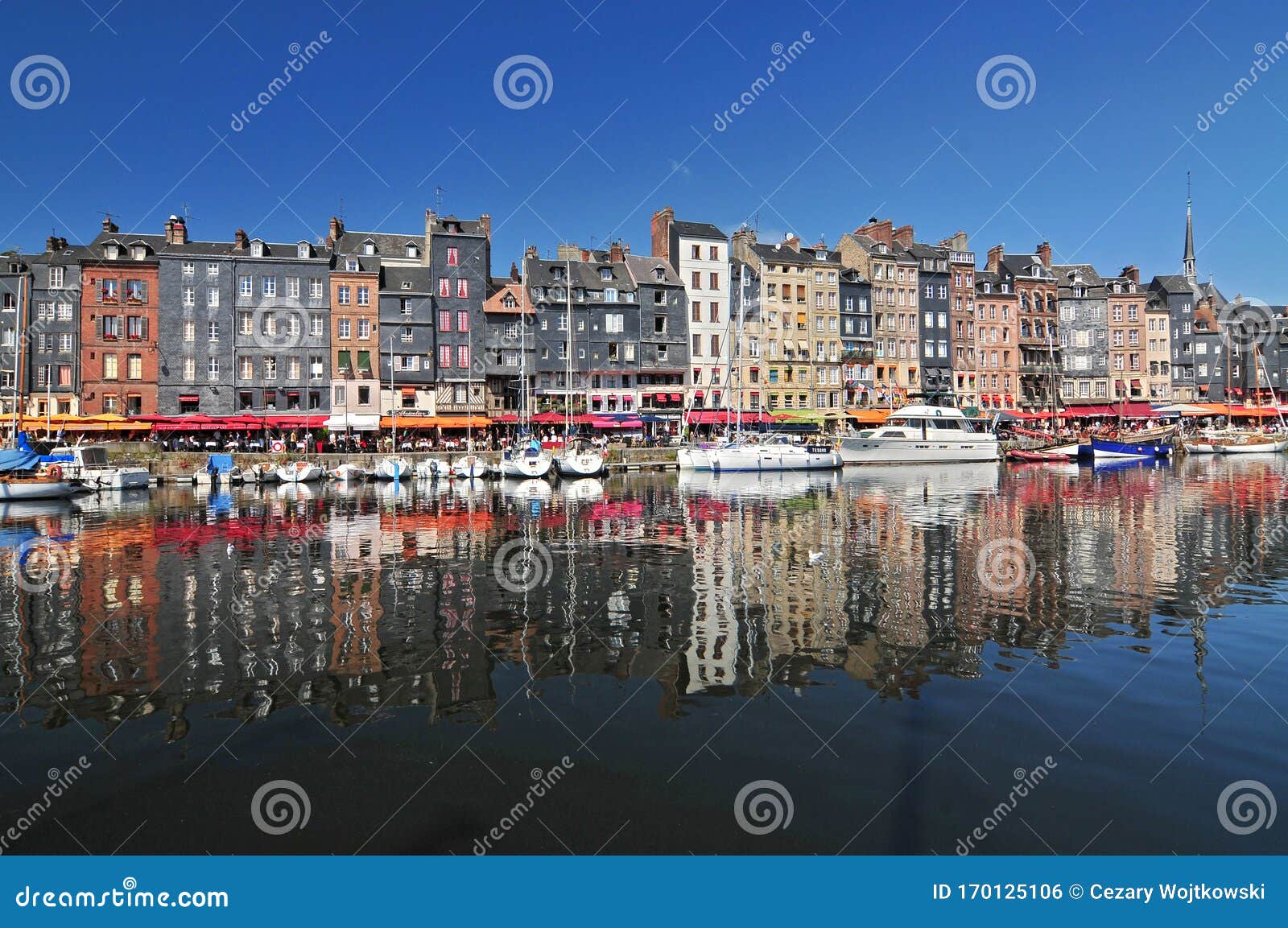 Honfleur Harbour Old Port With Beautiful Houses And Lots Of Yachts ...