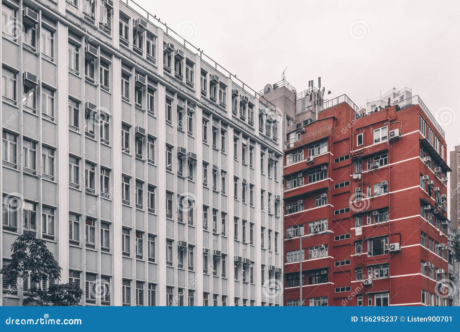 Hong Kong Buildings with Colorful Walls in Wan Chai District Stock