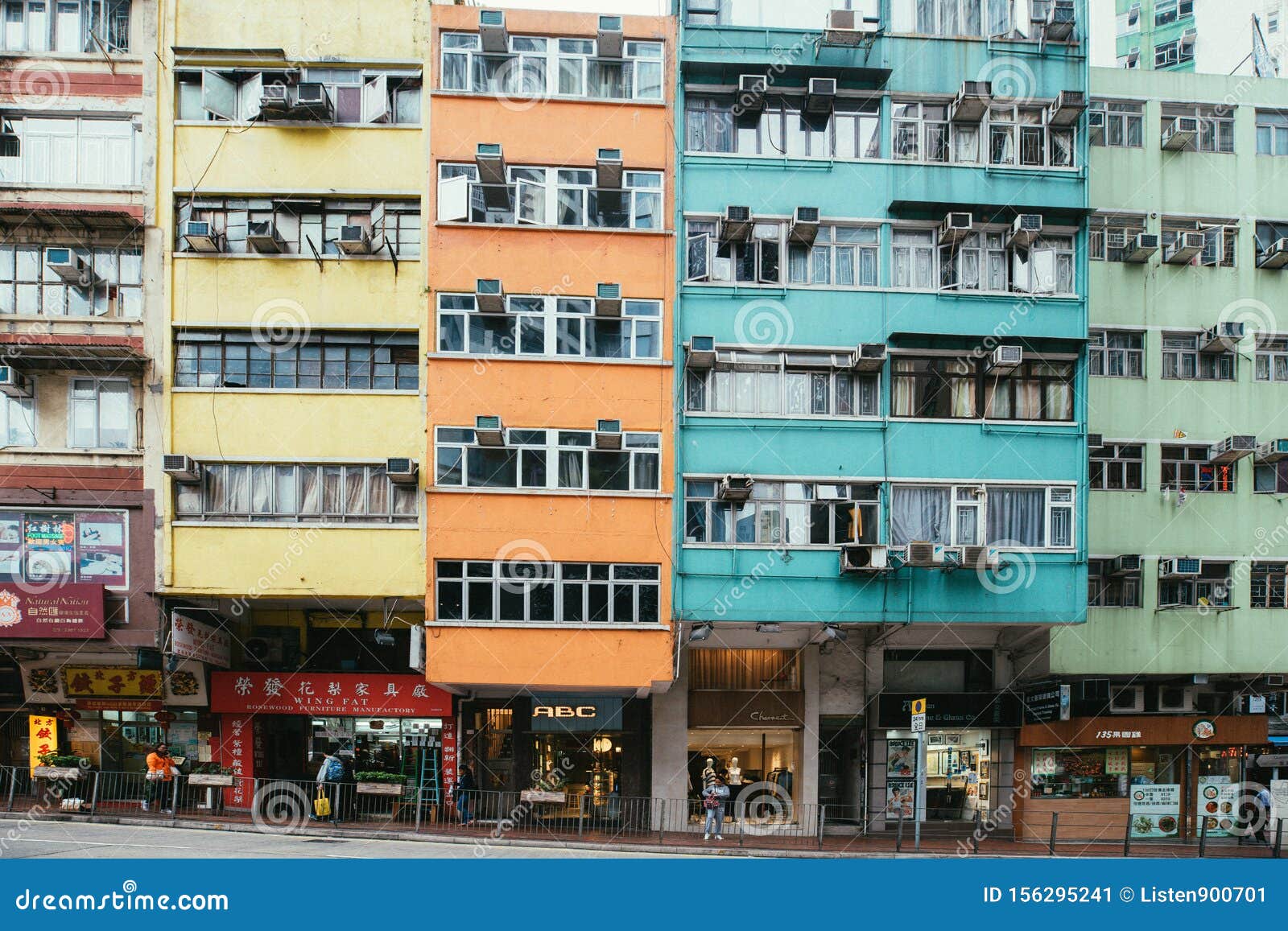 Hong Kong Buildings with Colorful Walls in Wan Chai District Editorial