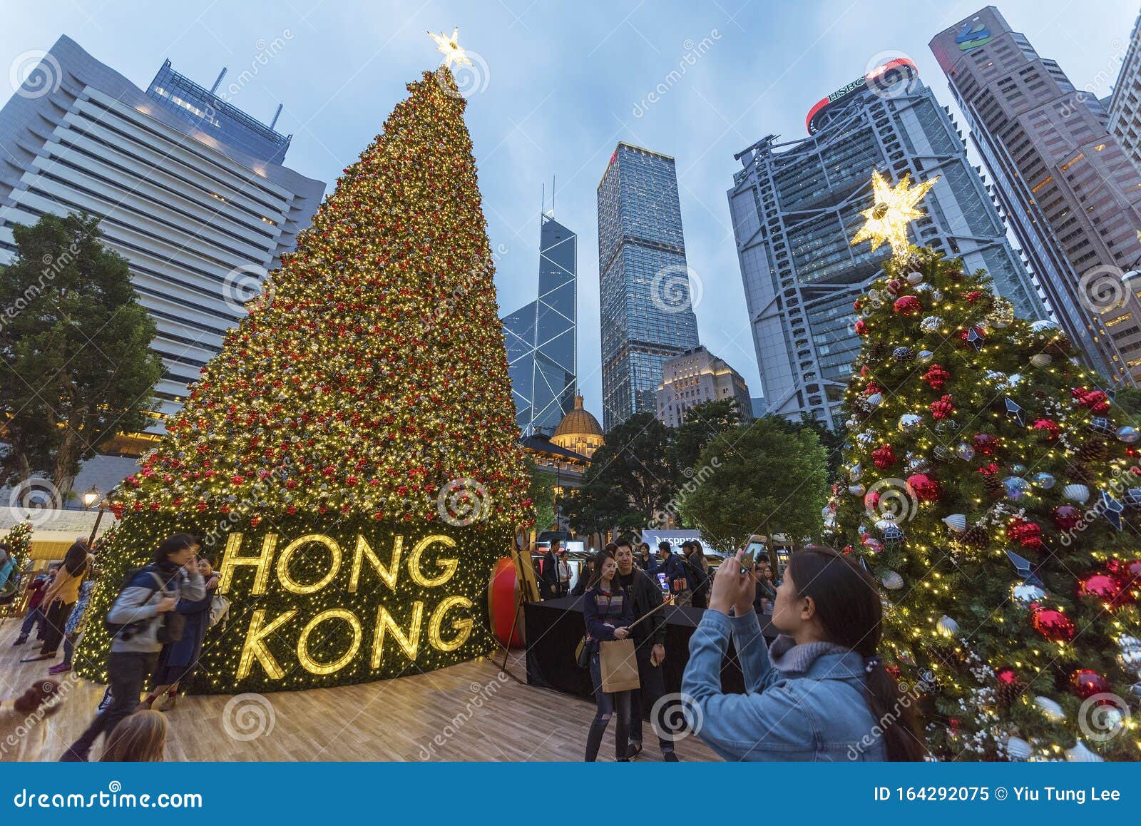 Christmas Tree in Downtown of Hong Kong City Editorial Image Image of