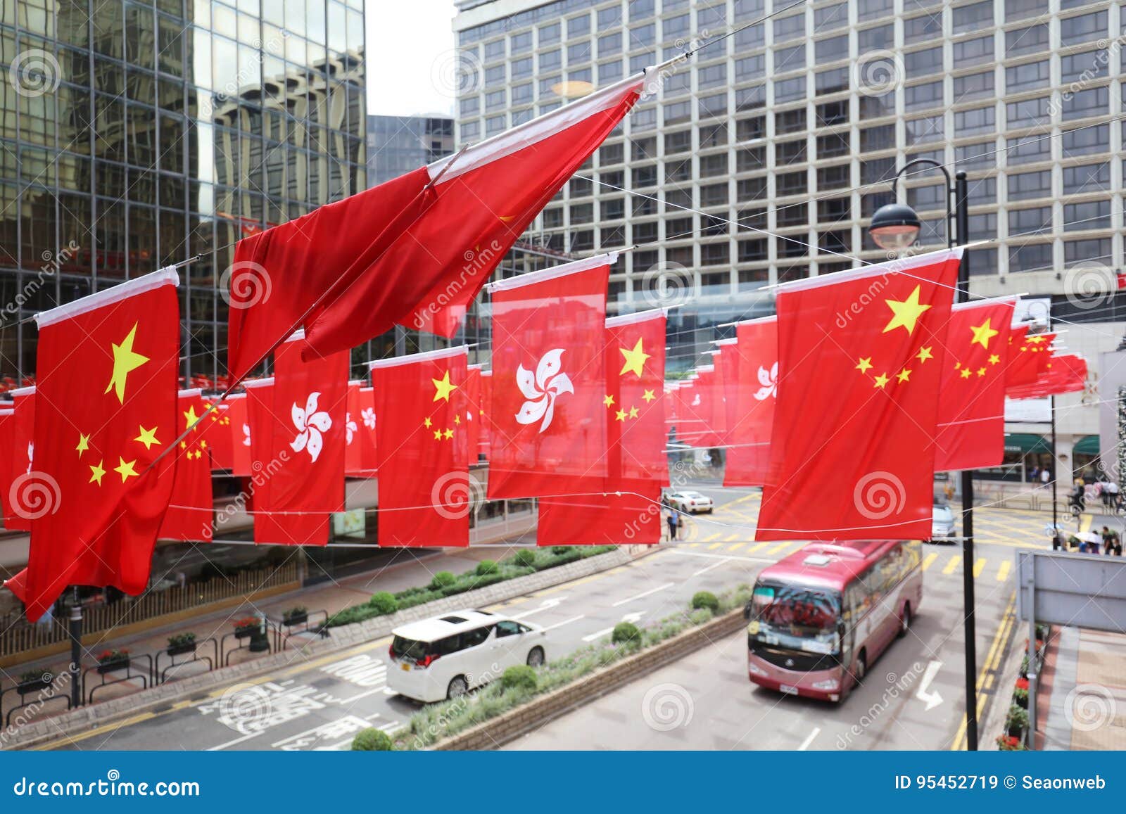 Hong Kong and China Flags at July Editorial Stock Image Image of