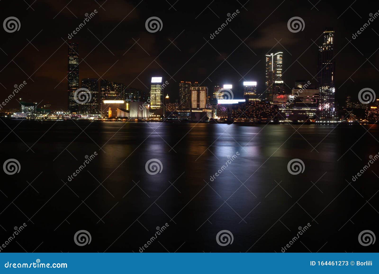 hong kong city skyline at night