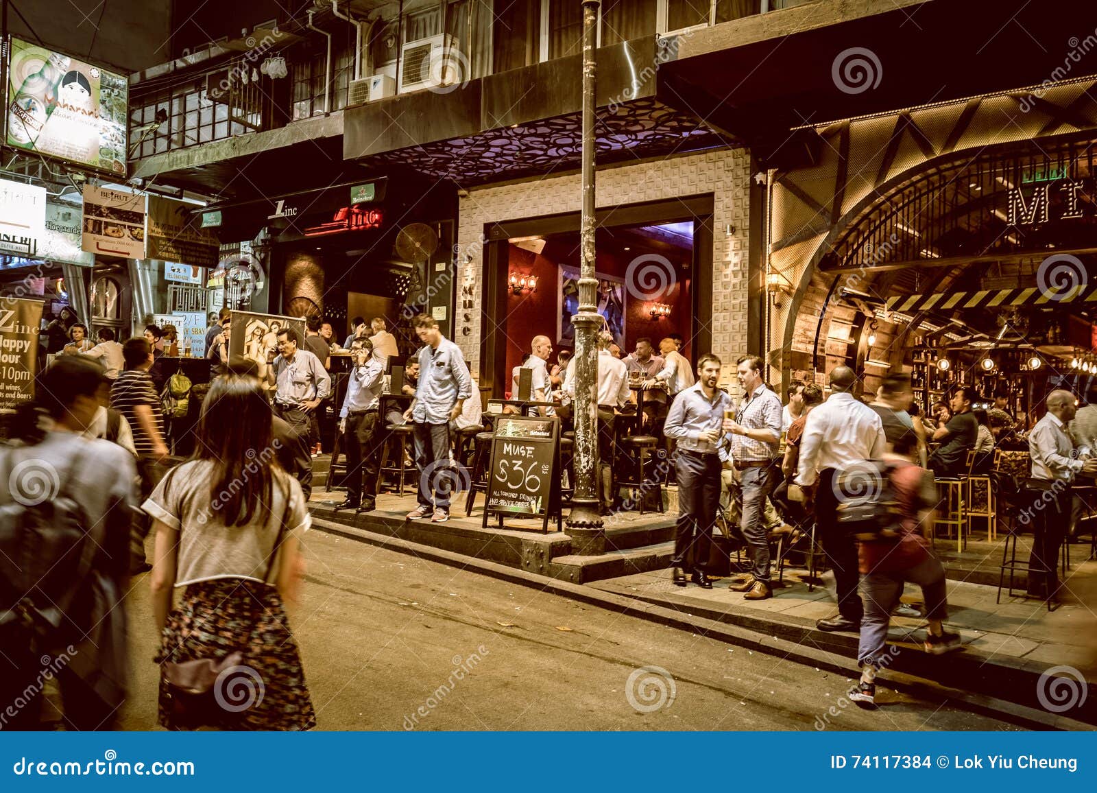 Hong Kong Famous Nightlife Place - Lan Kwai Fong Editorial Stock Image