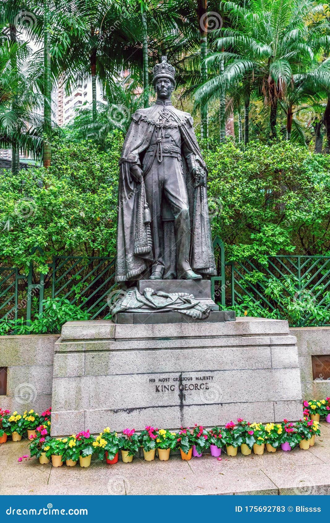 King George Vi Statue In Hong Kong Zoological And Botanical Gardens