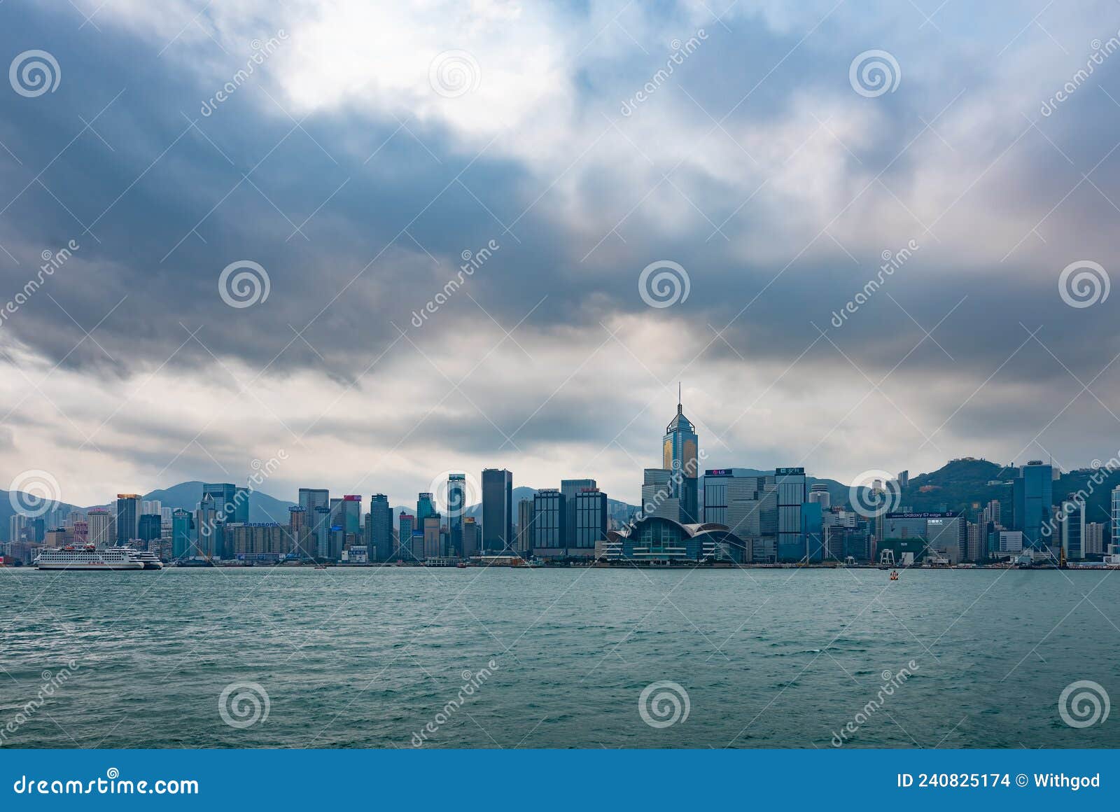 Hong Kong Victoria Harbour editorial stock image. Image of embankment
