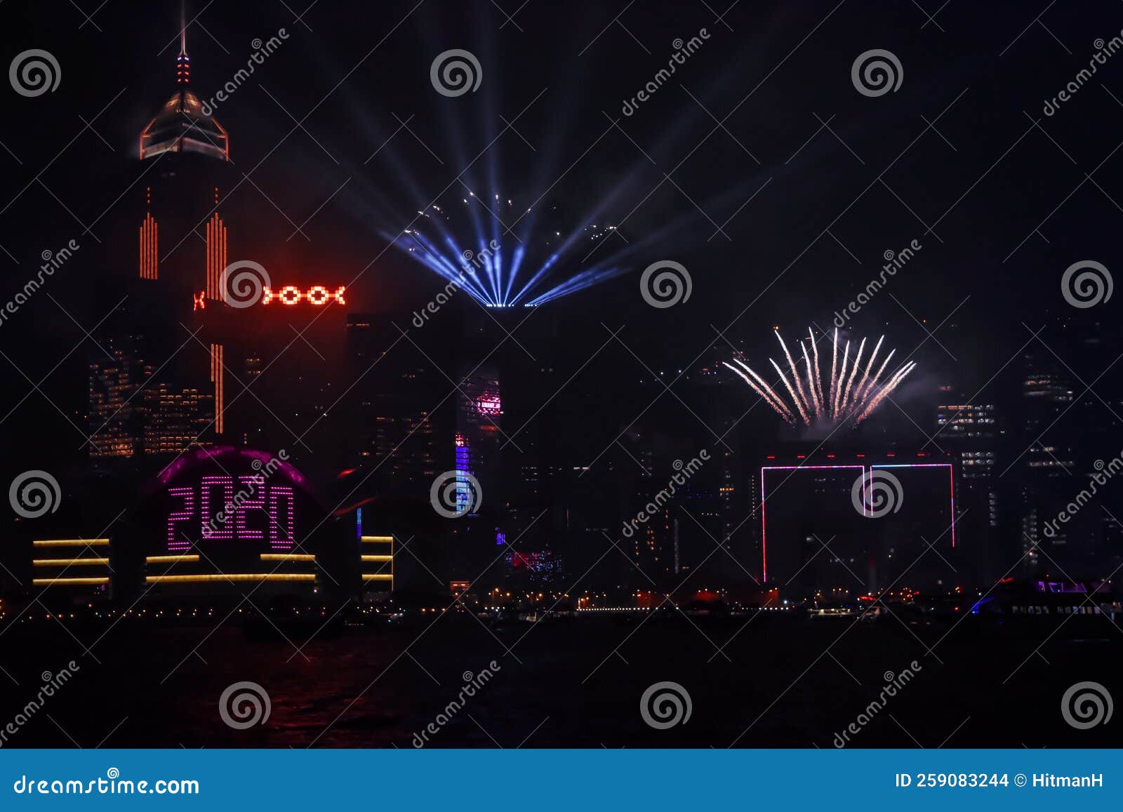 Hong Kong New Year Fireworks Editorial Stock Image - Image of ferry