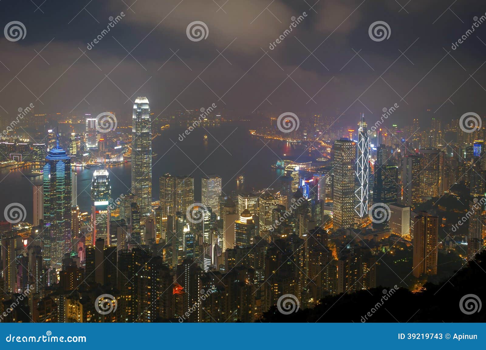 Hong Kong Night View from Victoria Harbour Stock Image - Image of
