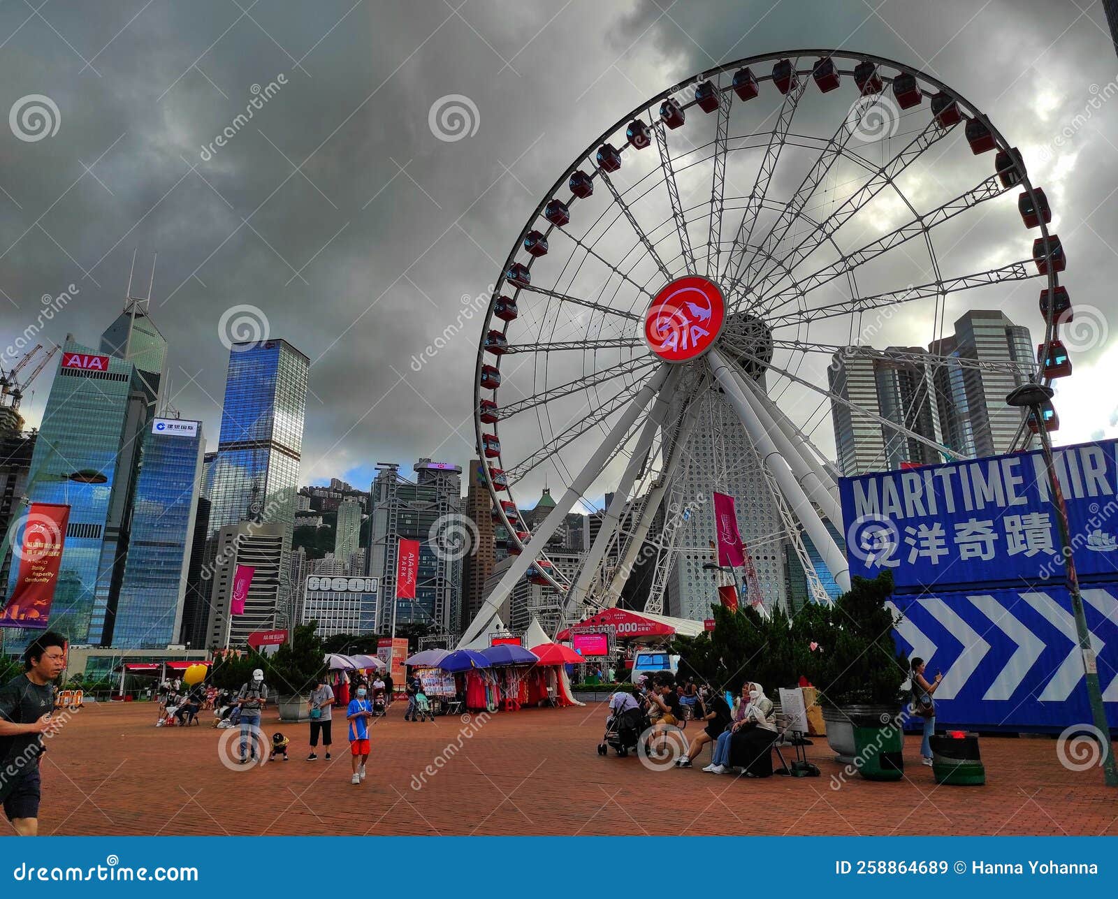 View of Hong Kong Observation Wheel and AIA Vitality Park in Central
