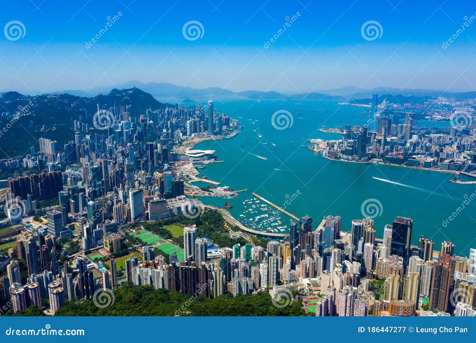 Aerial View of Hong Kong City Stock Image - Image of street, business