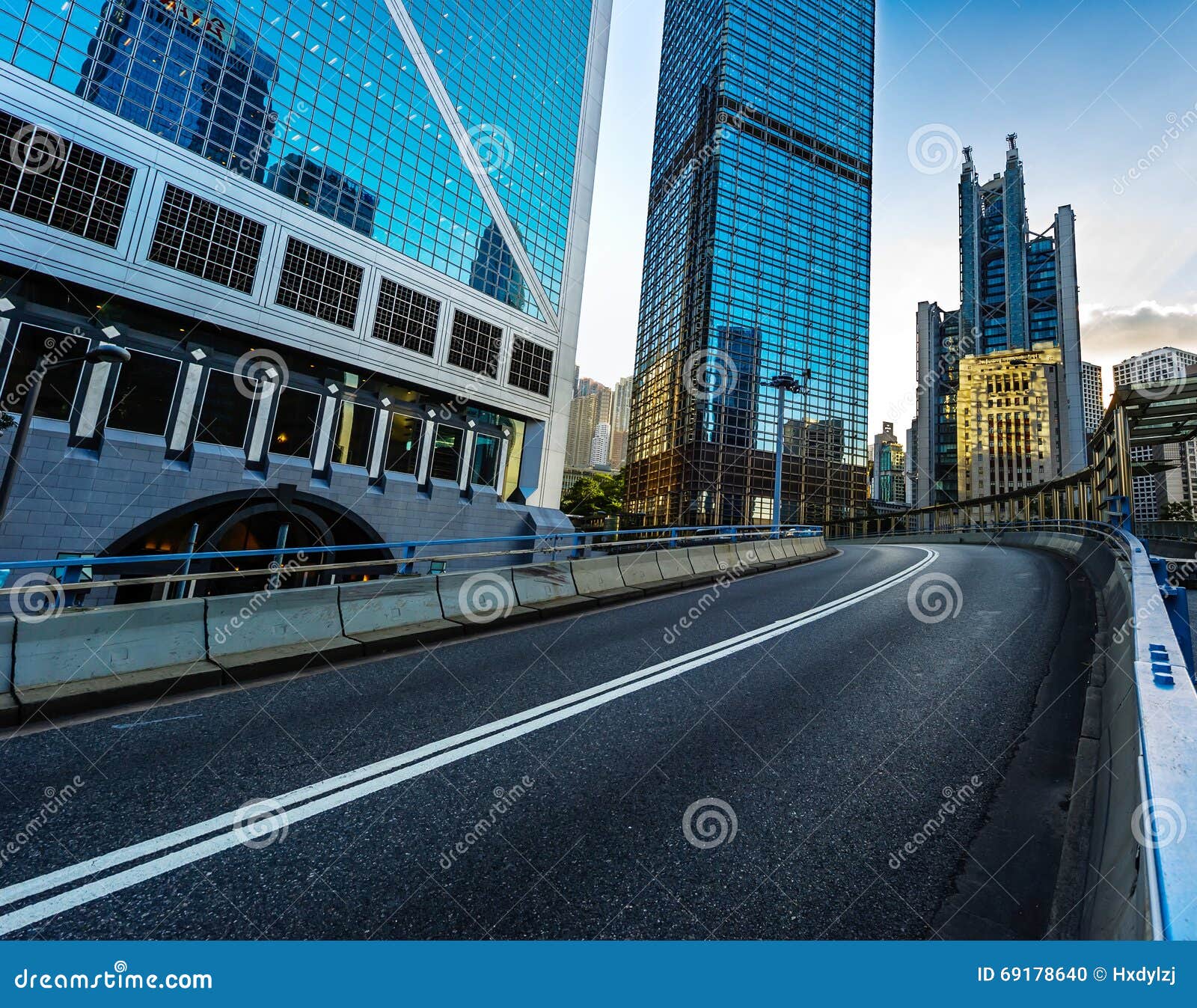 hong kong stree view under blue sky