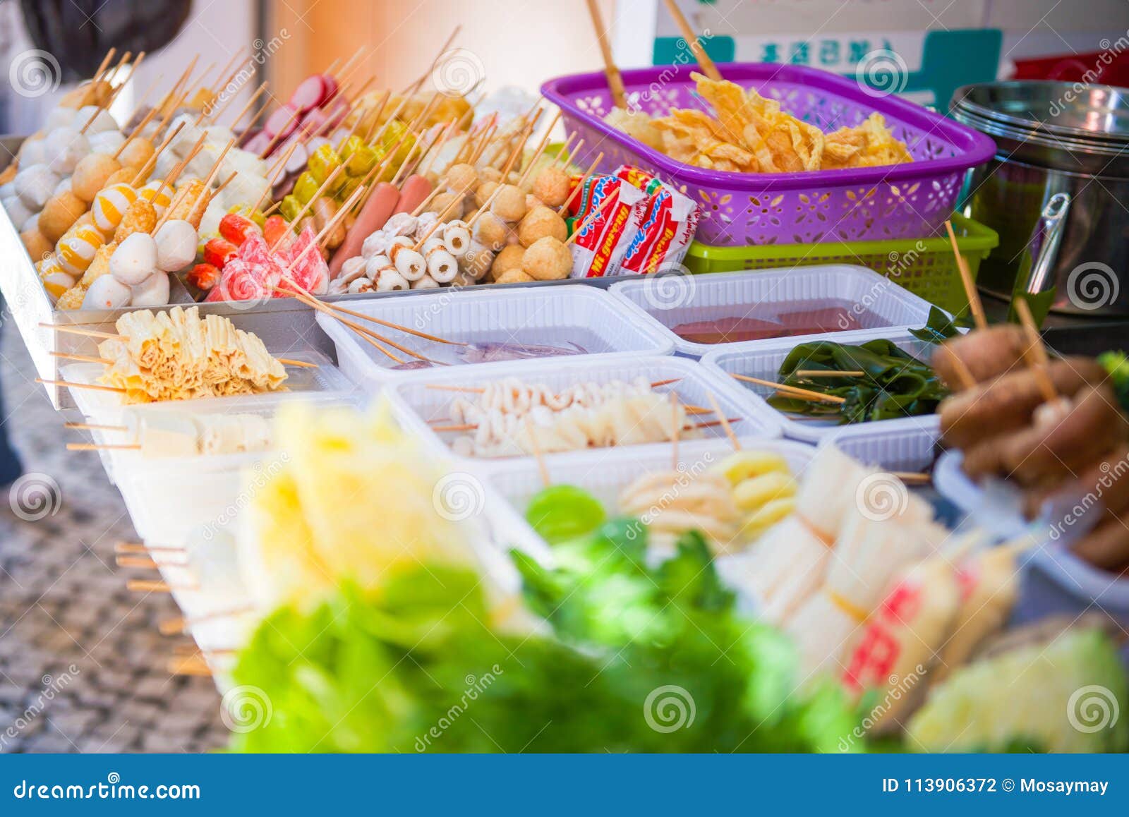 Hong Kong Street Food at Food Stall in Town, Hong Kong Stock Photo