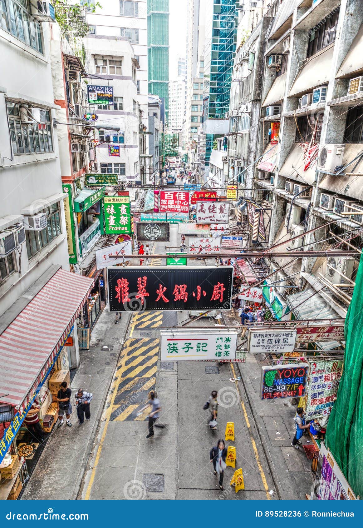 Hong Kong Street Scene in Landmark Central District Editorial Photo