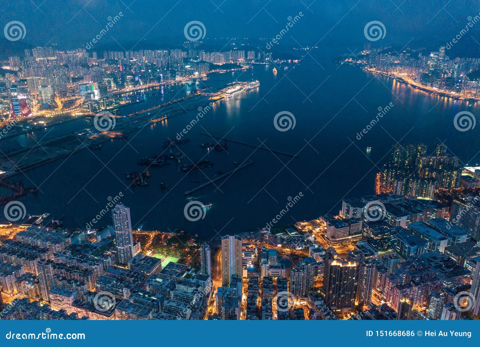 Hong Kong Victoria Harbor Night View Stock Photo - Image of asia