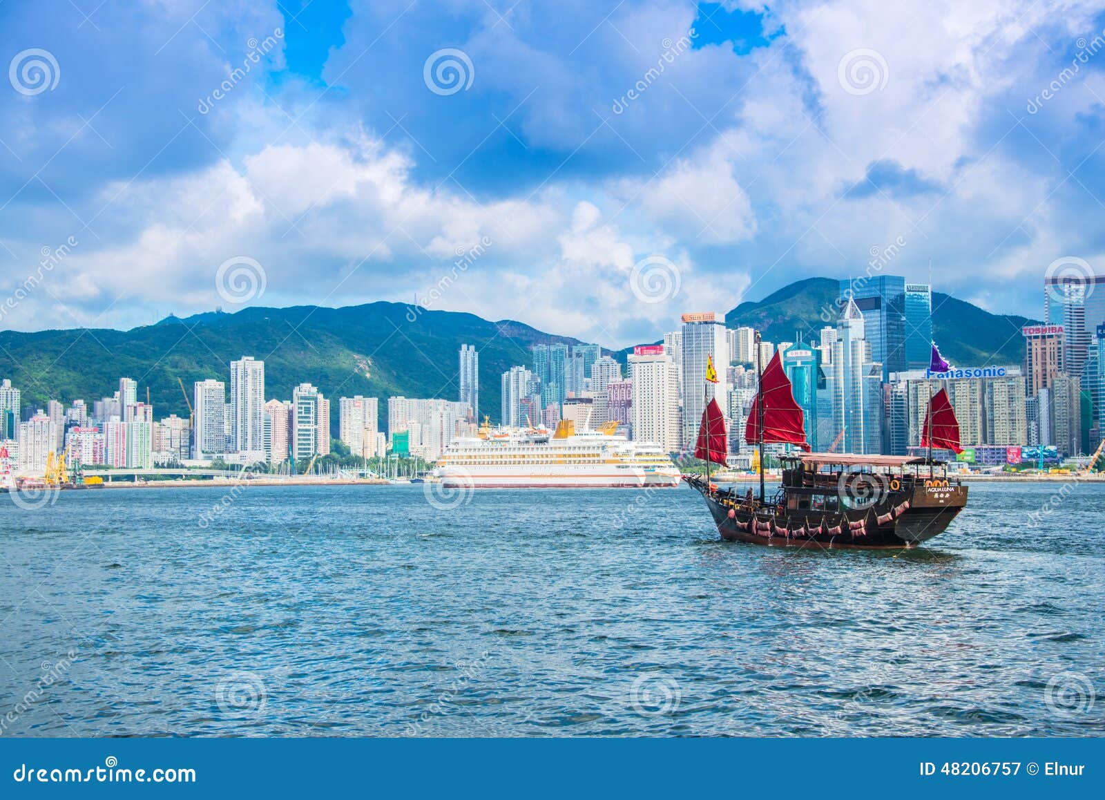 Hong Kong Victoria Harbour editorial photography. Image of economy