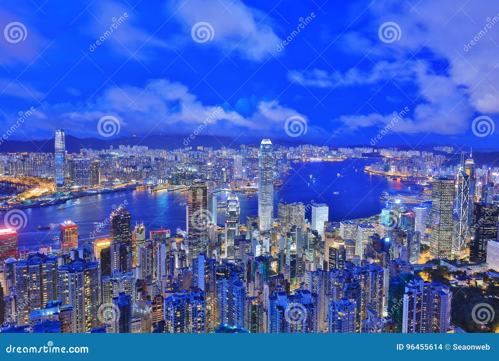The Hong Kong Victoria Harbour at Night Editorial Stock Image - Image